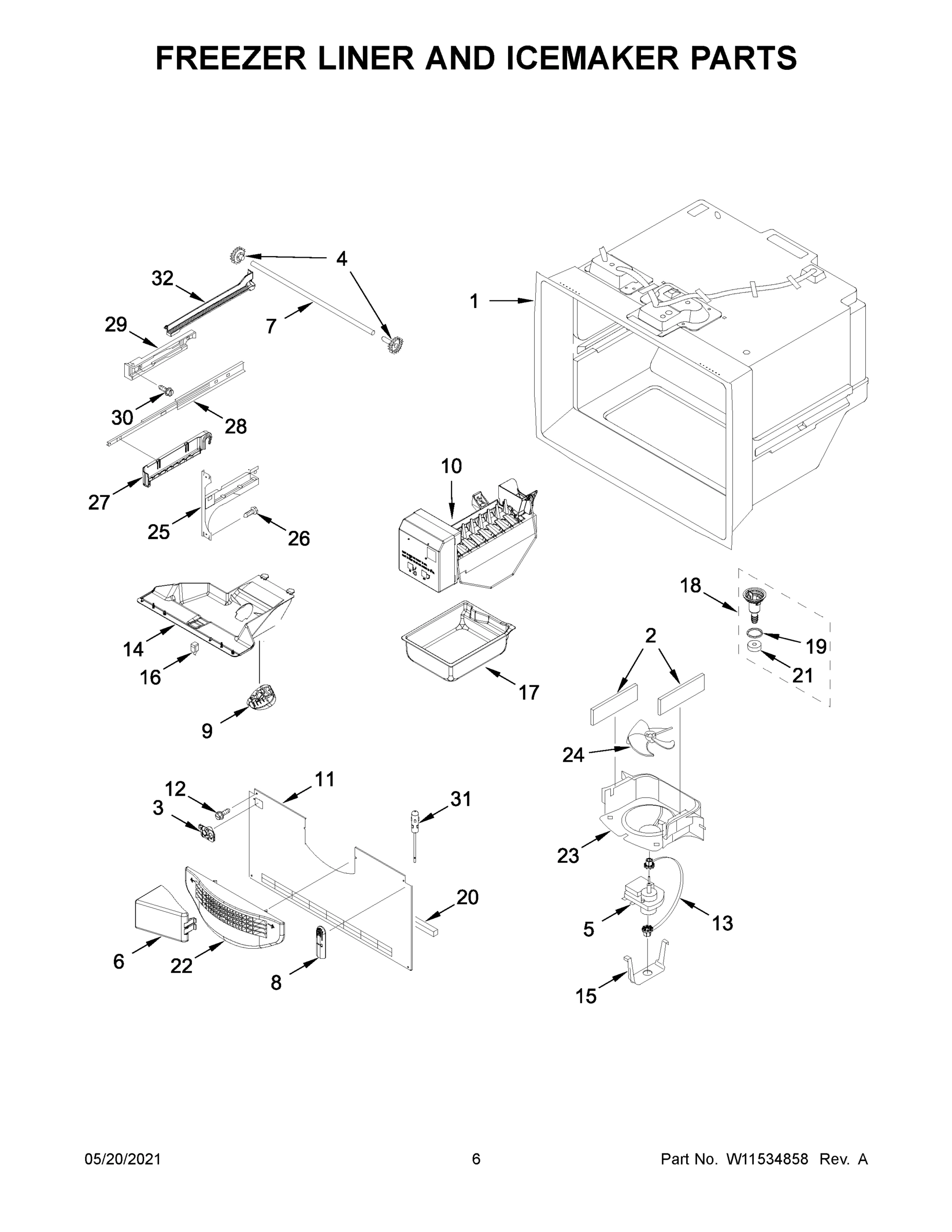 04 - FREEZER LINER AND ICEMAKER PARTS