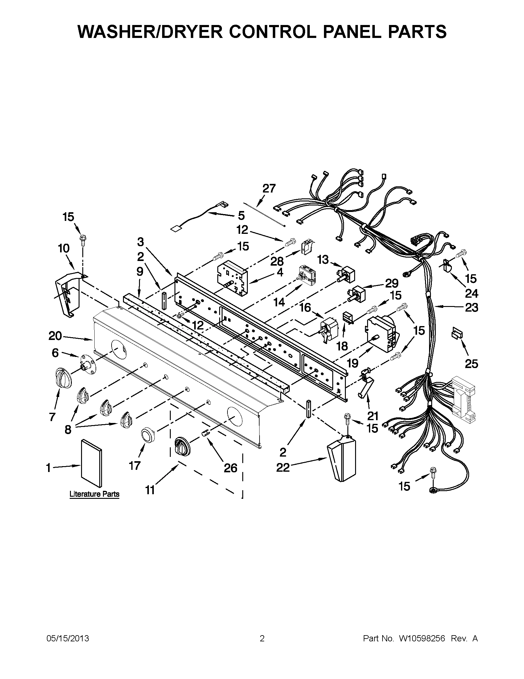 01 - WASHER/DRYER CONTROL PANEL PARTS