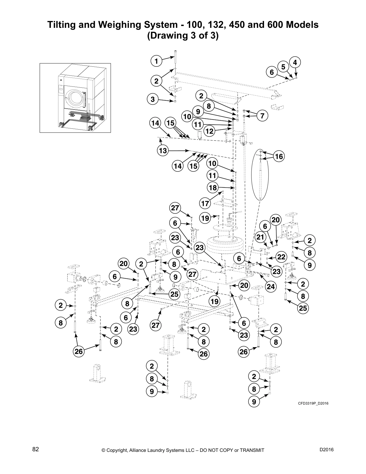 Tilting and Weighing System - 100, 132, 450 and 600 Models
(Drawing 3 of 3)