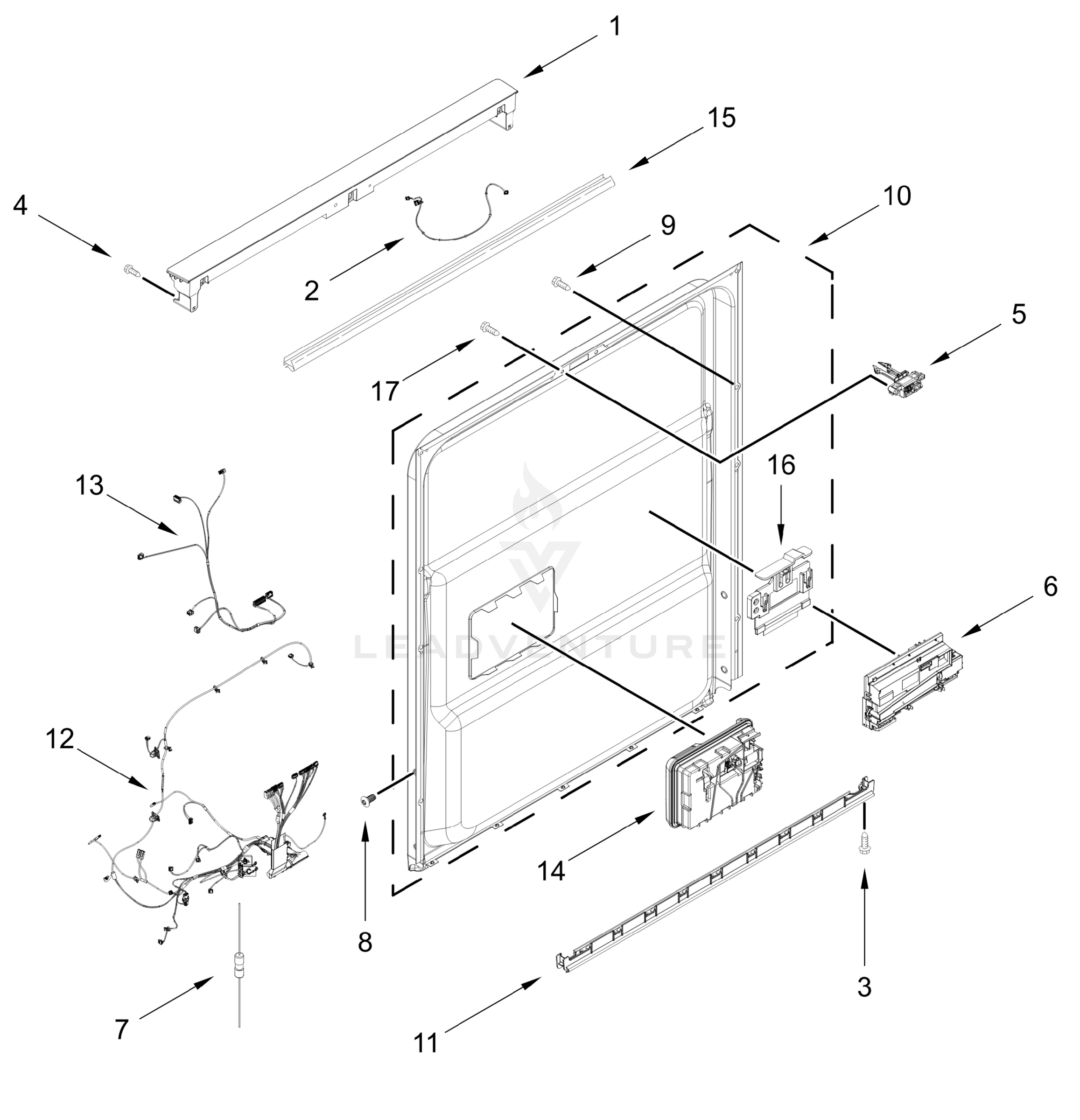 CONTROL PANEL AND INNER DOOR PARTS