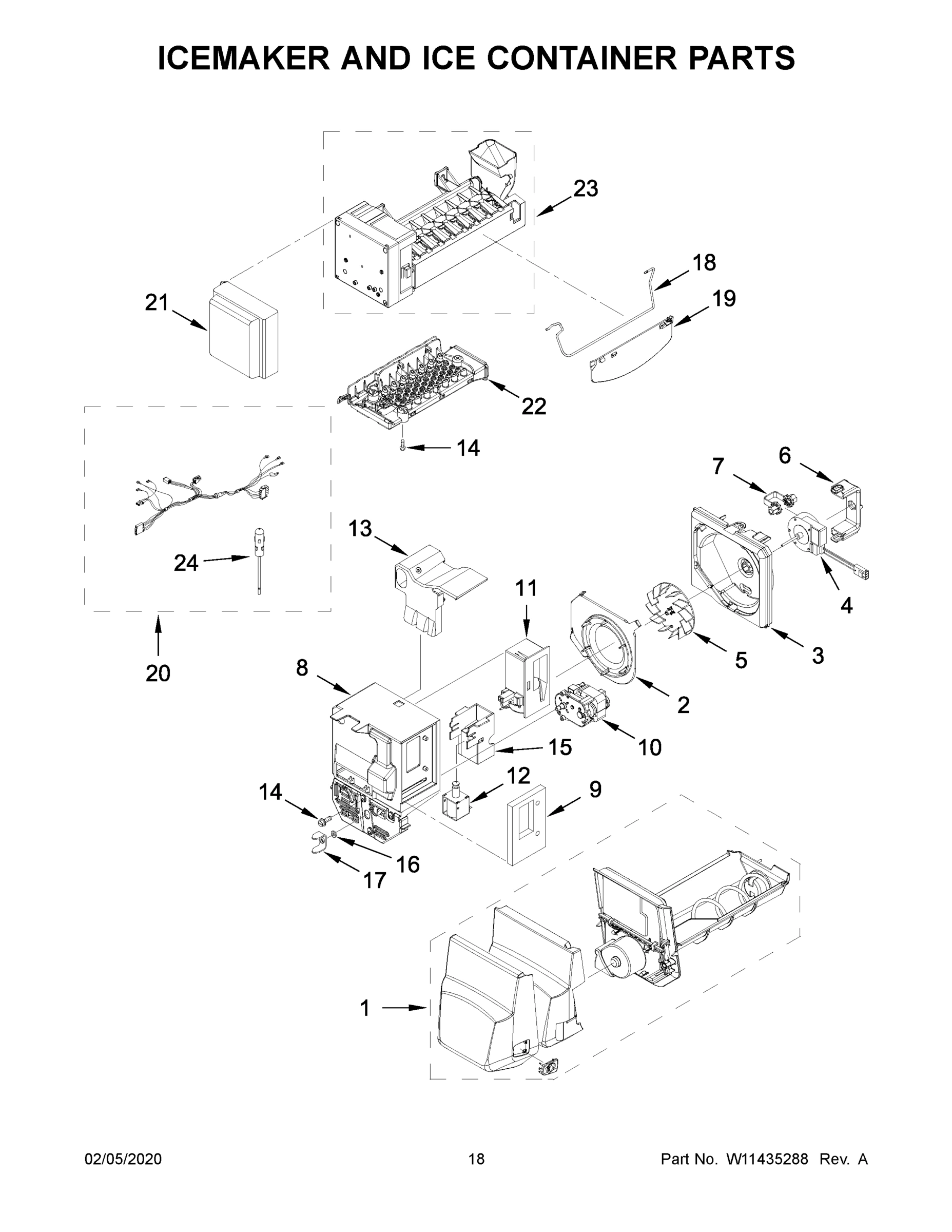 10 - ICEMAKER AND ICE CONTAINER PARTS