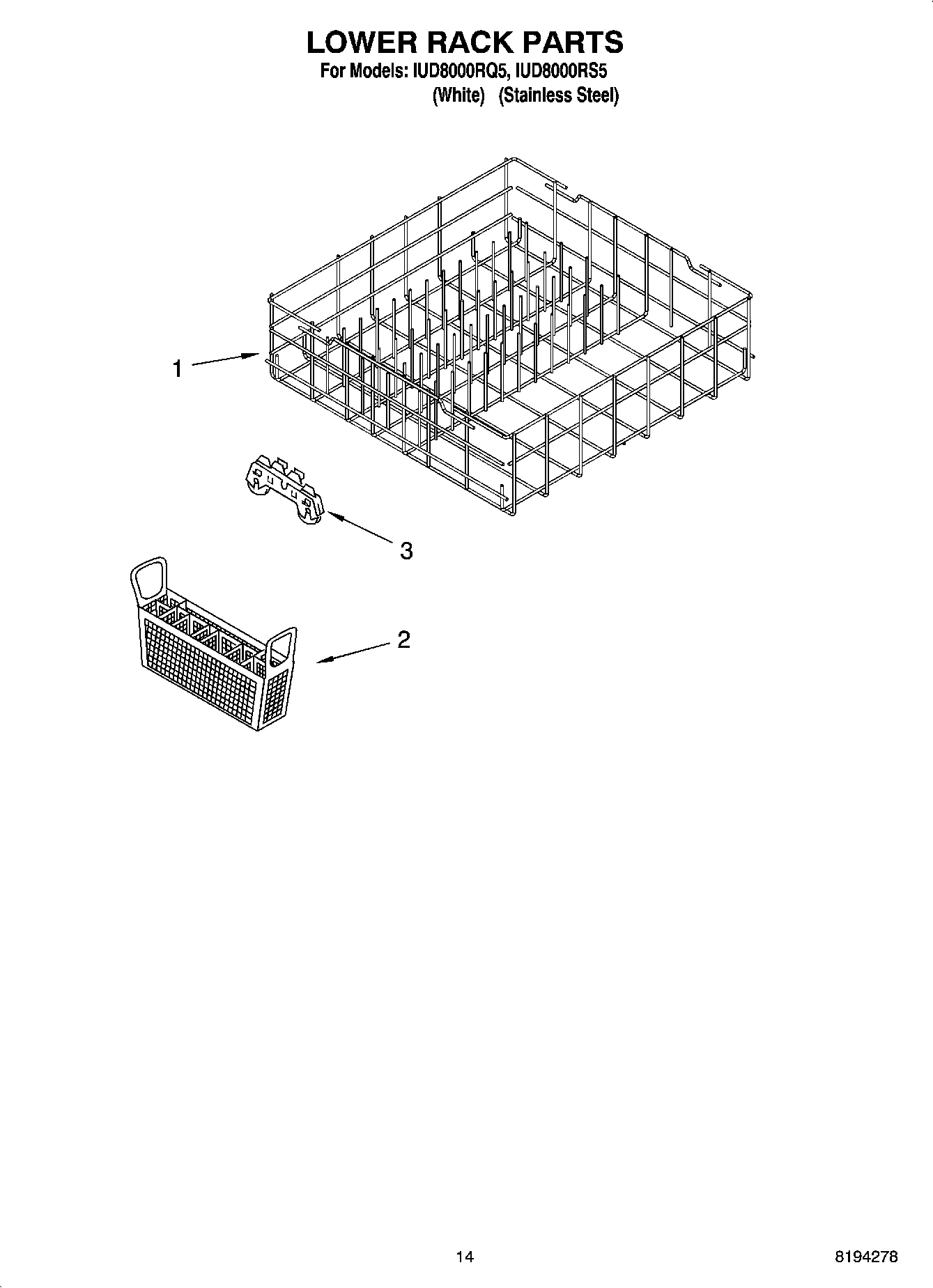 11 - LOWER RACK PARTS, OPTIONAL PARTS (NOT INCLUDED)