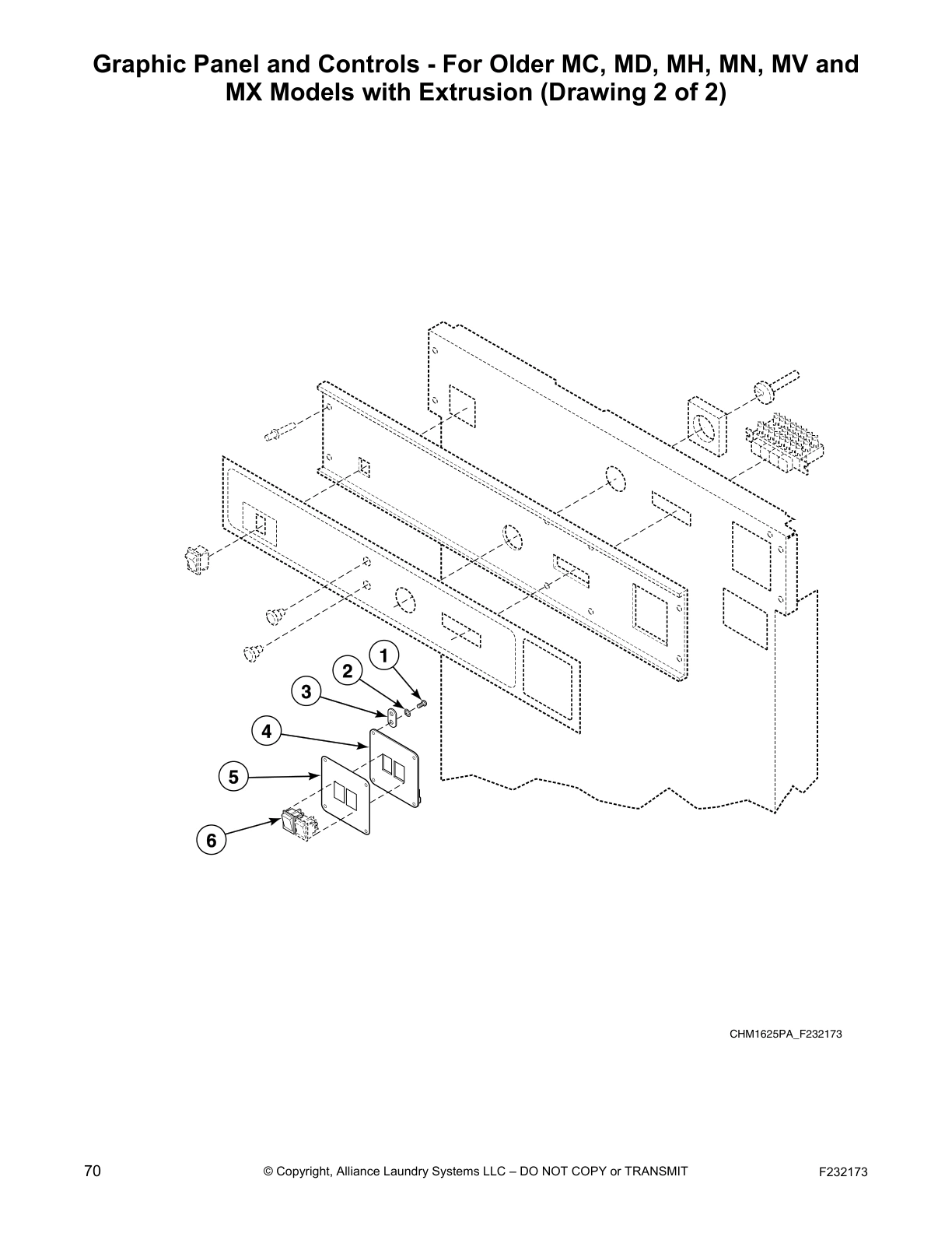 Graphic Panel and Controls - For Older MC, MD, MH, MN, MV and
MX Models with Extrusion (Drawing 2 of 2)