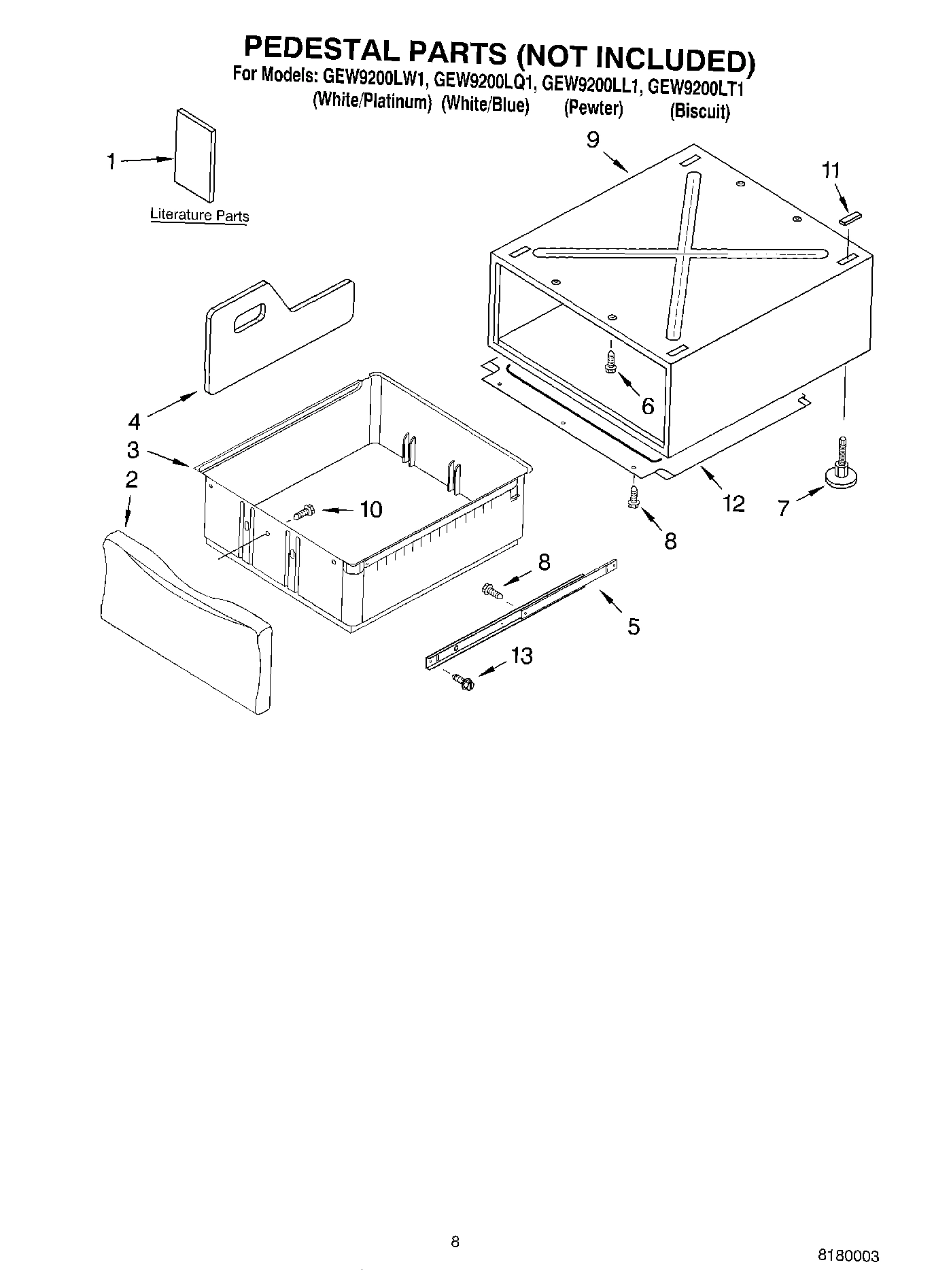 05 - PEDESTAL PARTS (NOT INCLUDED)
