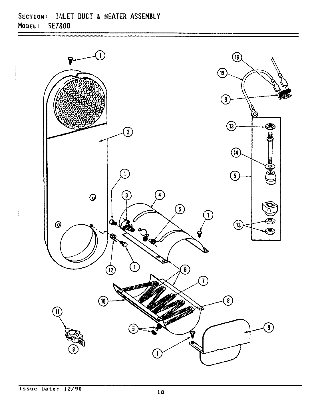 09 - INLET DUCT & HEATER ASSEMBLY (SE7800)