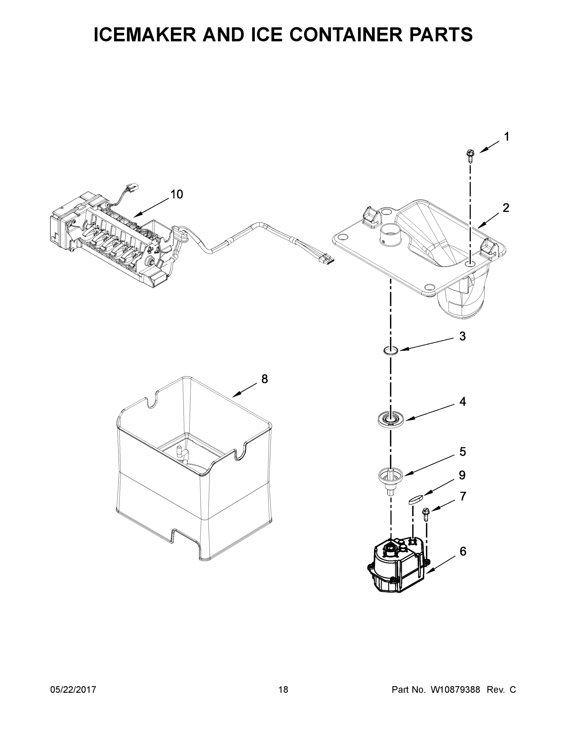 10 - ICEMAKER AND ICE CONTAINER PARTS