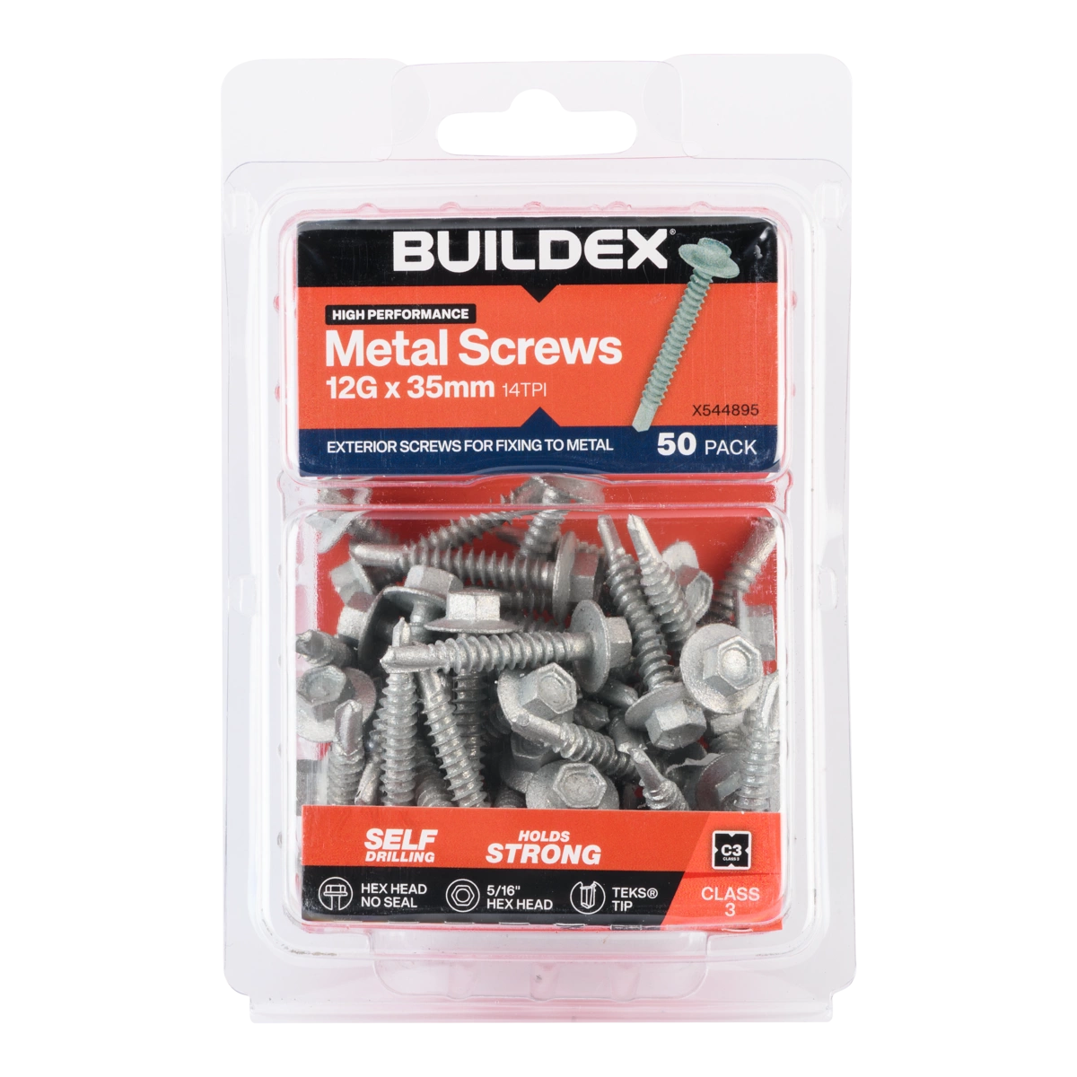 Buildex® 12G x 35mm Class 3 Sheet Metal Screws – 50 Pack