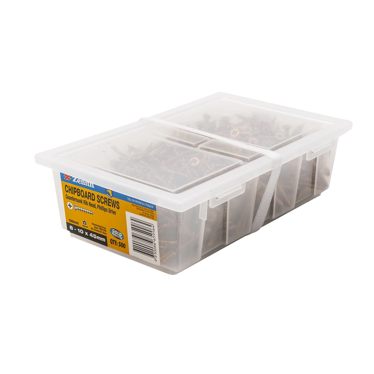 ZENITH® 8G x 45mm Gold Passivated Chipboard Screws (Phillips Drive) – 500 Pack