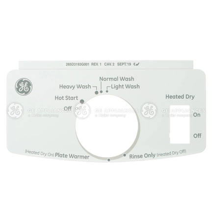 WD34X24196 GE Dishwasher Graphics and Insert