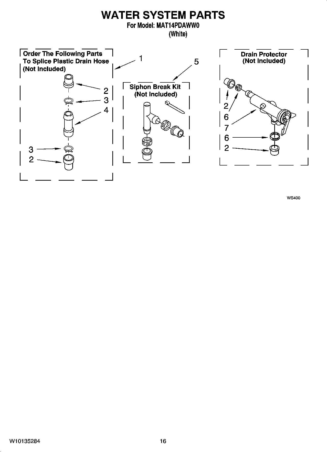 11 - WATER SYSTEM PARTS, OPTIONAL PARTS (NOT INCLUDED)