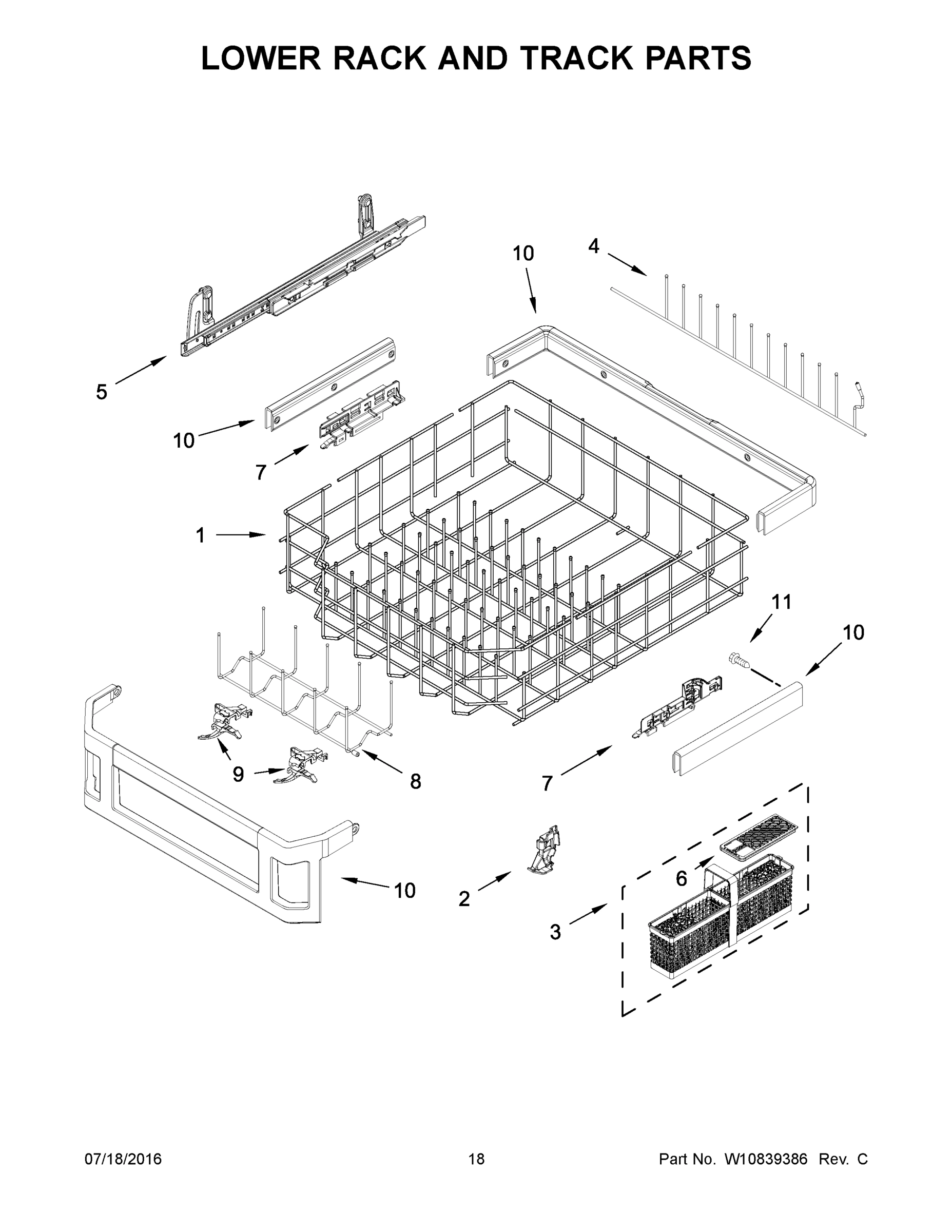 10 - LOWER RACK AND TRACK PARTS