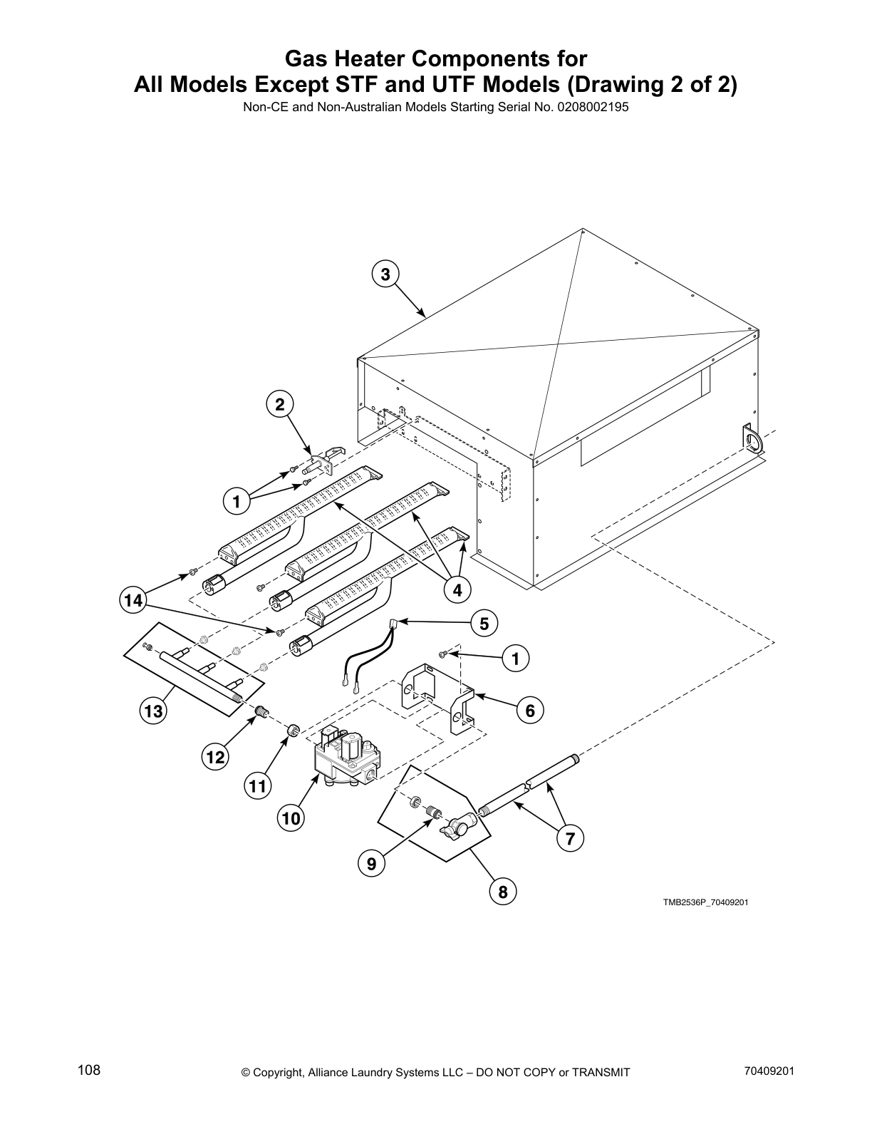Gas Heater Components for
All Models Except STF and UTF Models (Drawing 2 of 2)