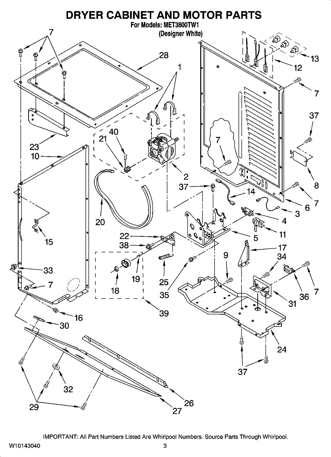 03 - DRYER CABINET AND MOTOR PARTS