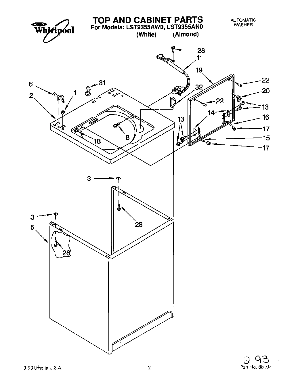 01 - TOP AND CABINET, LIT/OPTIONAL