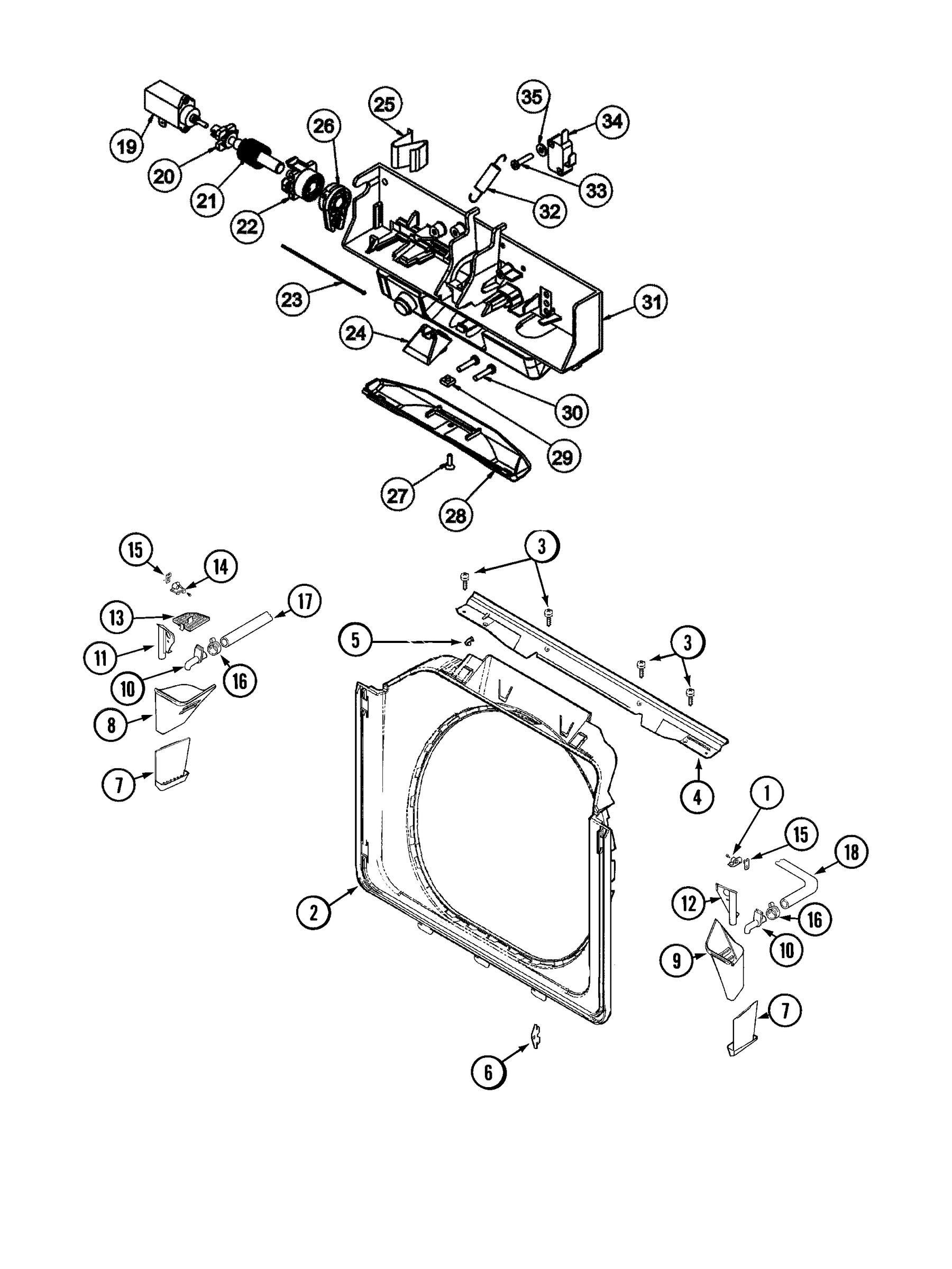 14 - DOOR SHROUD & DOOR LATCH ASSEMBLY (WASH)