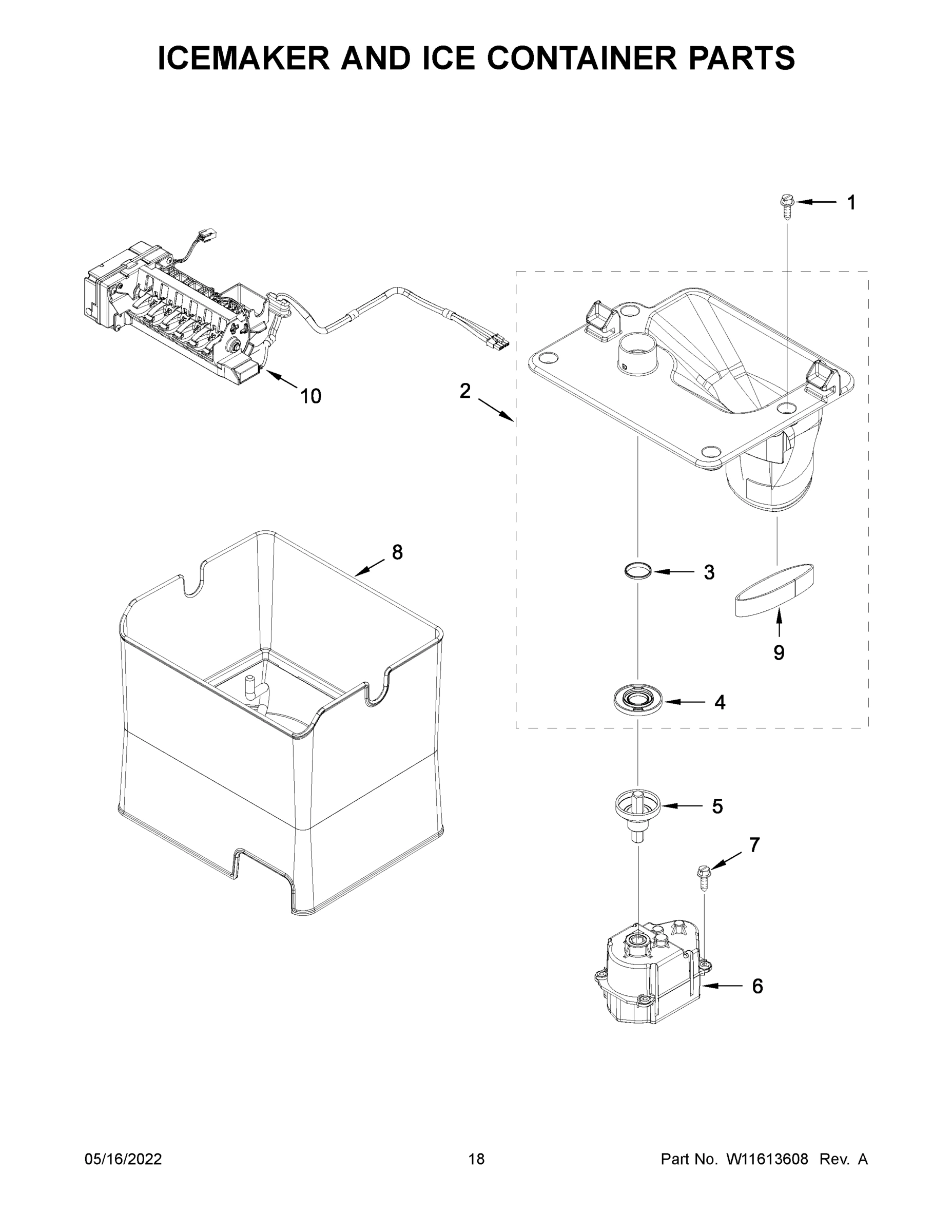 10 - ICEMAKER AND ICE CONTAINER PARTS