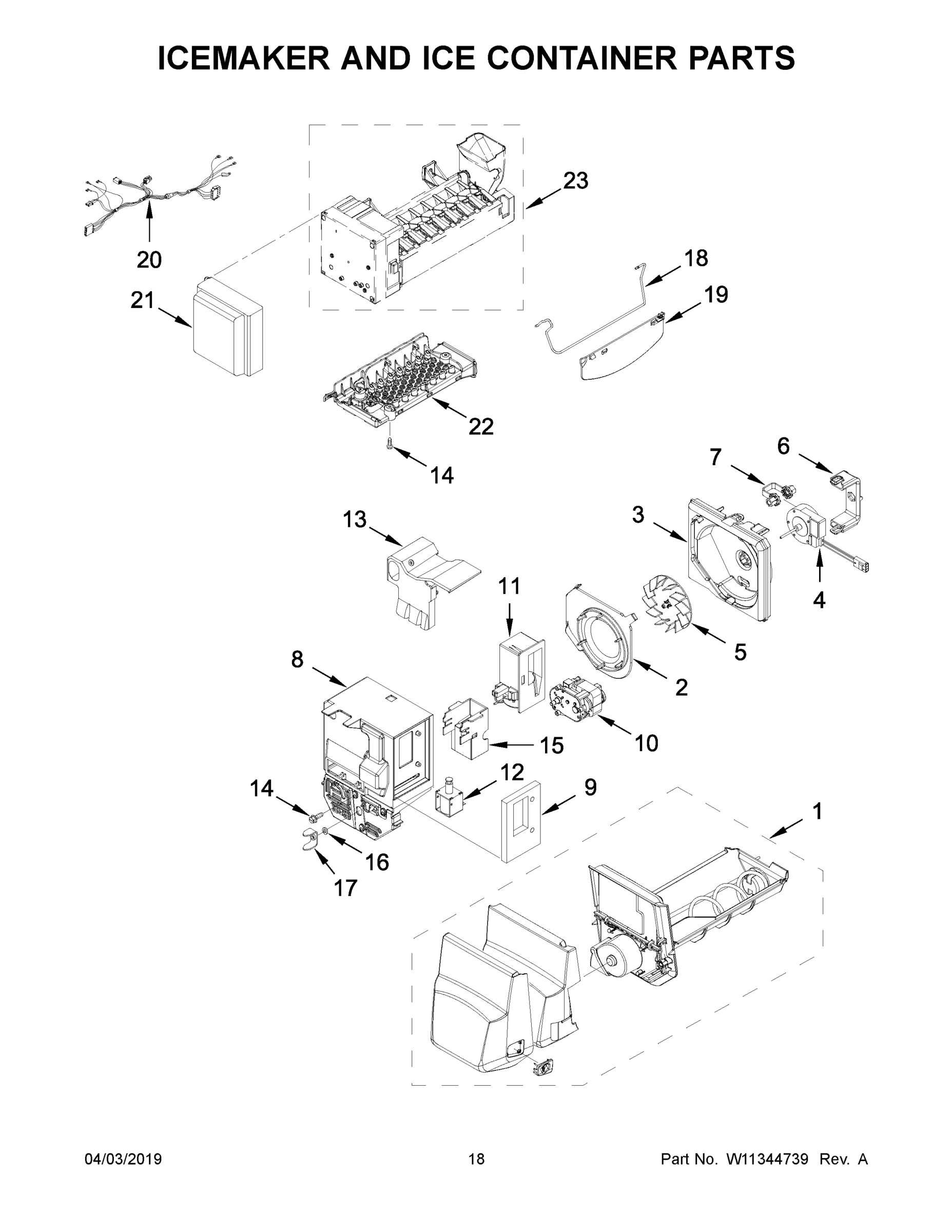 10 - ICEMAKER AND ICE CONTAINER PARTS