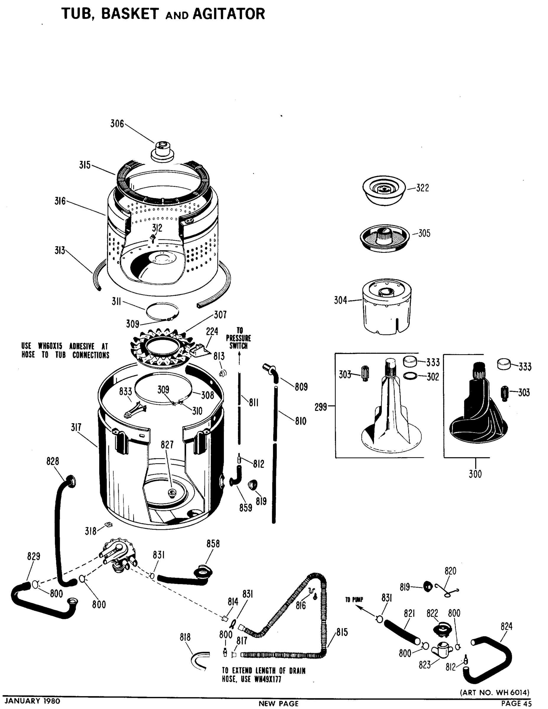 TUB, BASKET AND AGITATOR