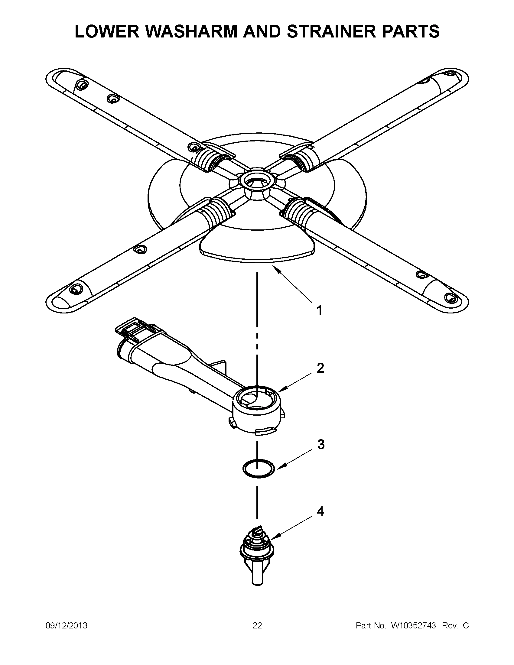 12 - LOWER WASHARM AND STRAINER PARTS