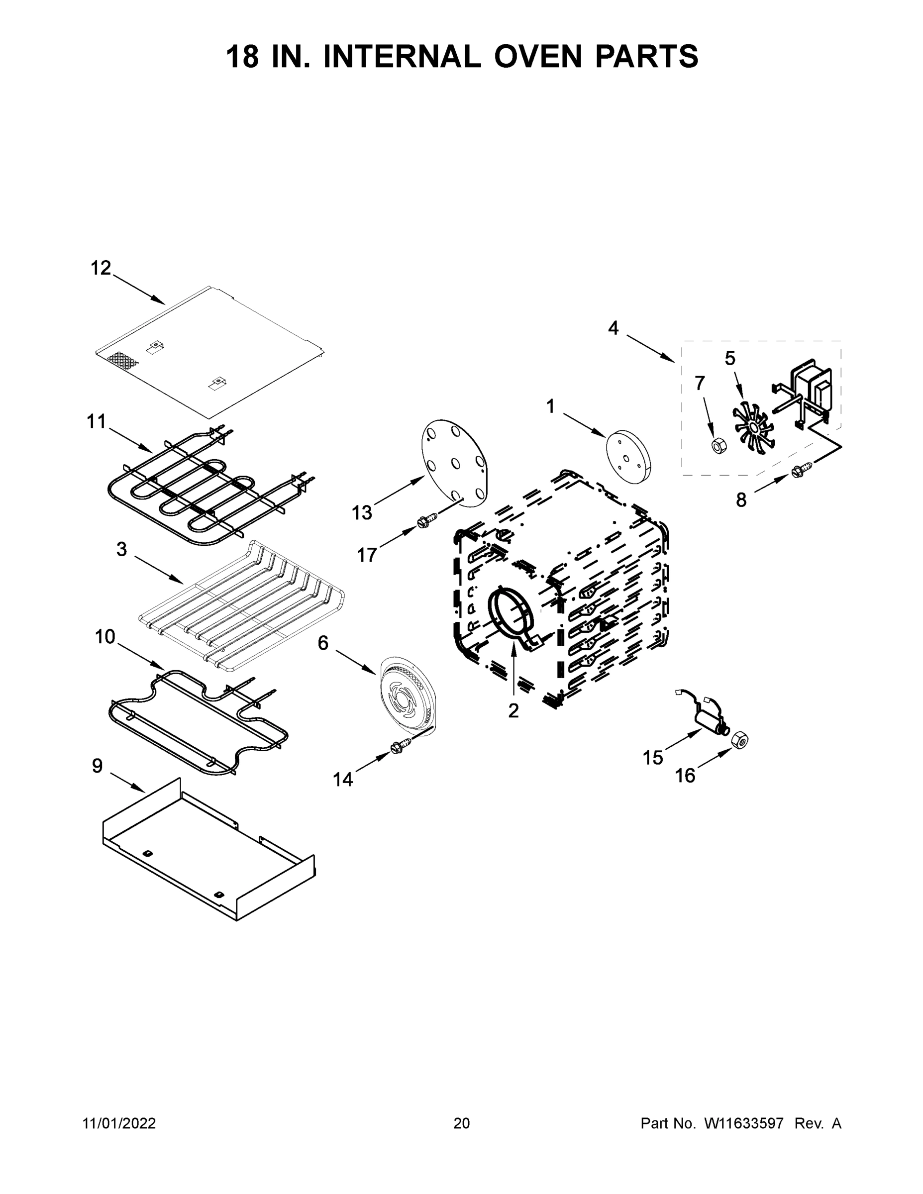 11 - 18 IN. INTERNAL OVEN PARTS