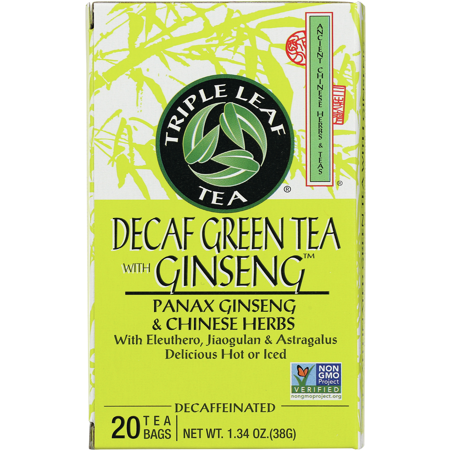 Triple Leaf Tea Decaf Green With Ginseng | 20 Bags