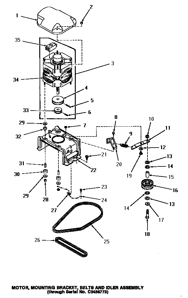 13 - MOTOR, MTG BRACKET, BELTS & IDLER ASSY
