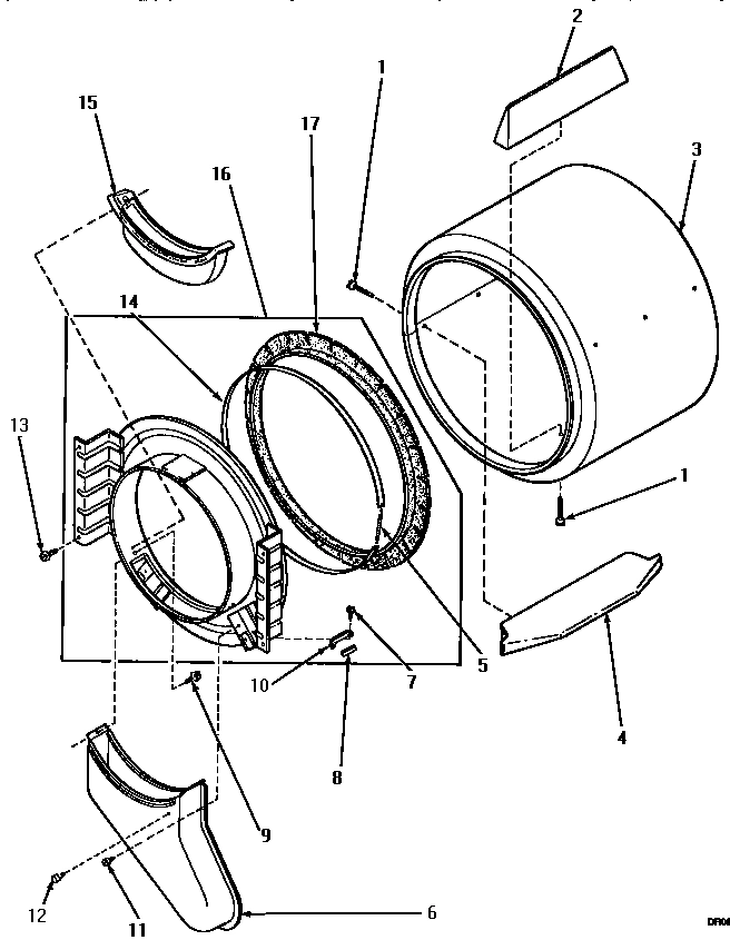 03 - FR BLKHD, AIR DUCT, FELT SEAL & CYLINDER