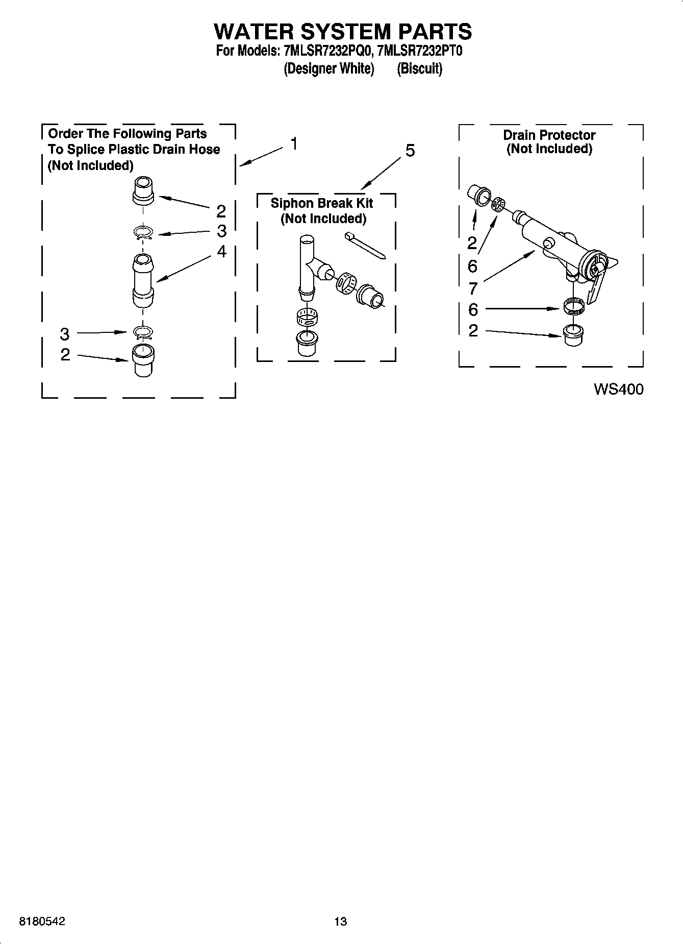09 - WATER SYSTEM PARTS, MISCELLANEOUS PARTS, OPTIONAL PARTS (NOT INCLUDED)
