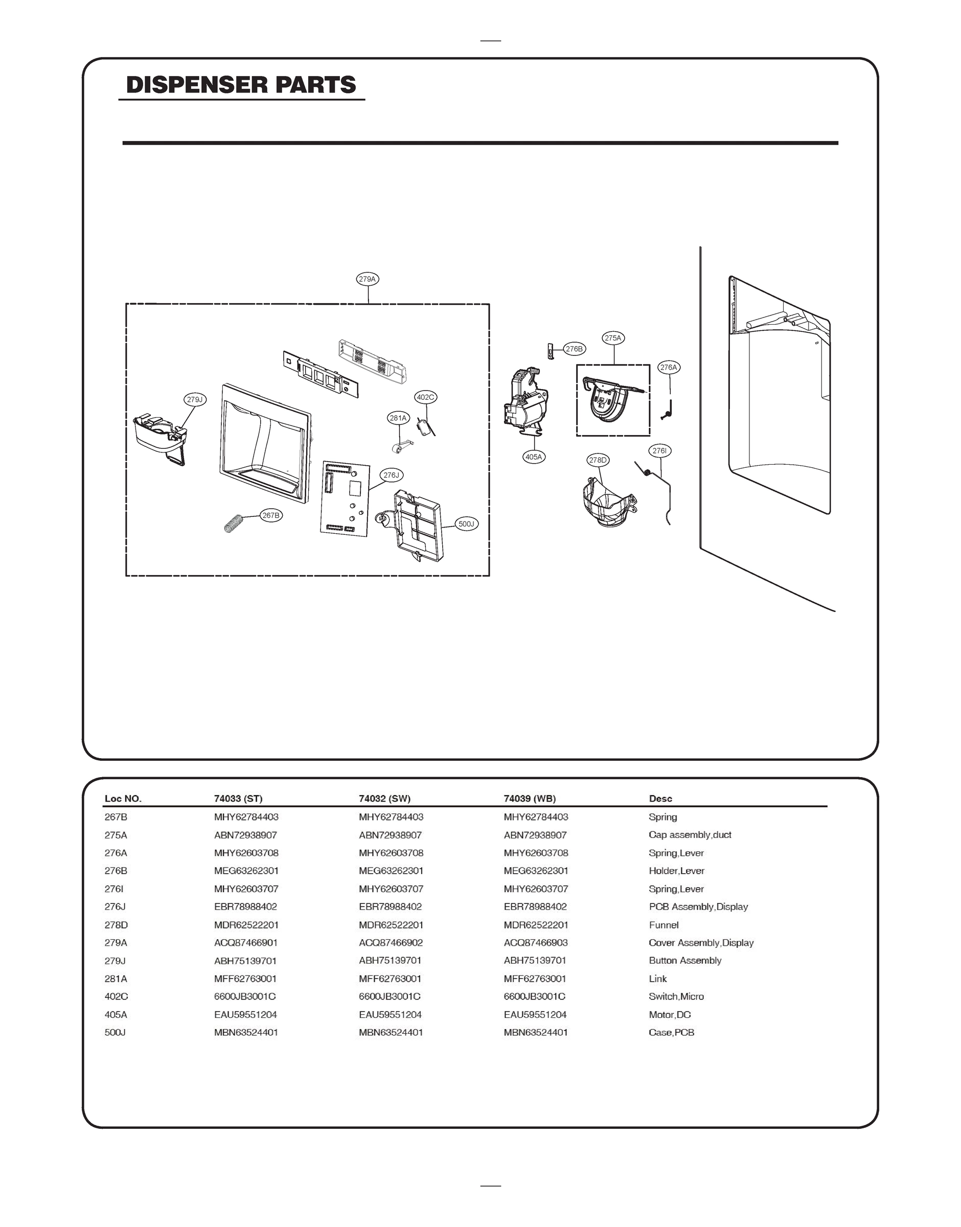 DISPENSER PARTS