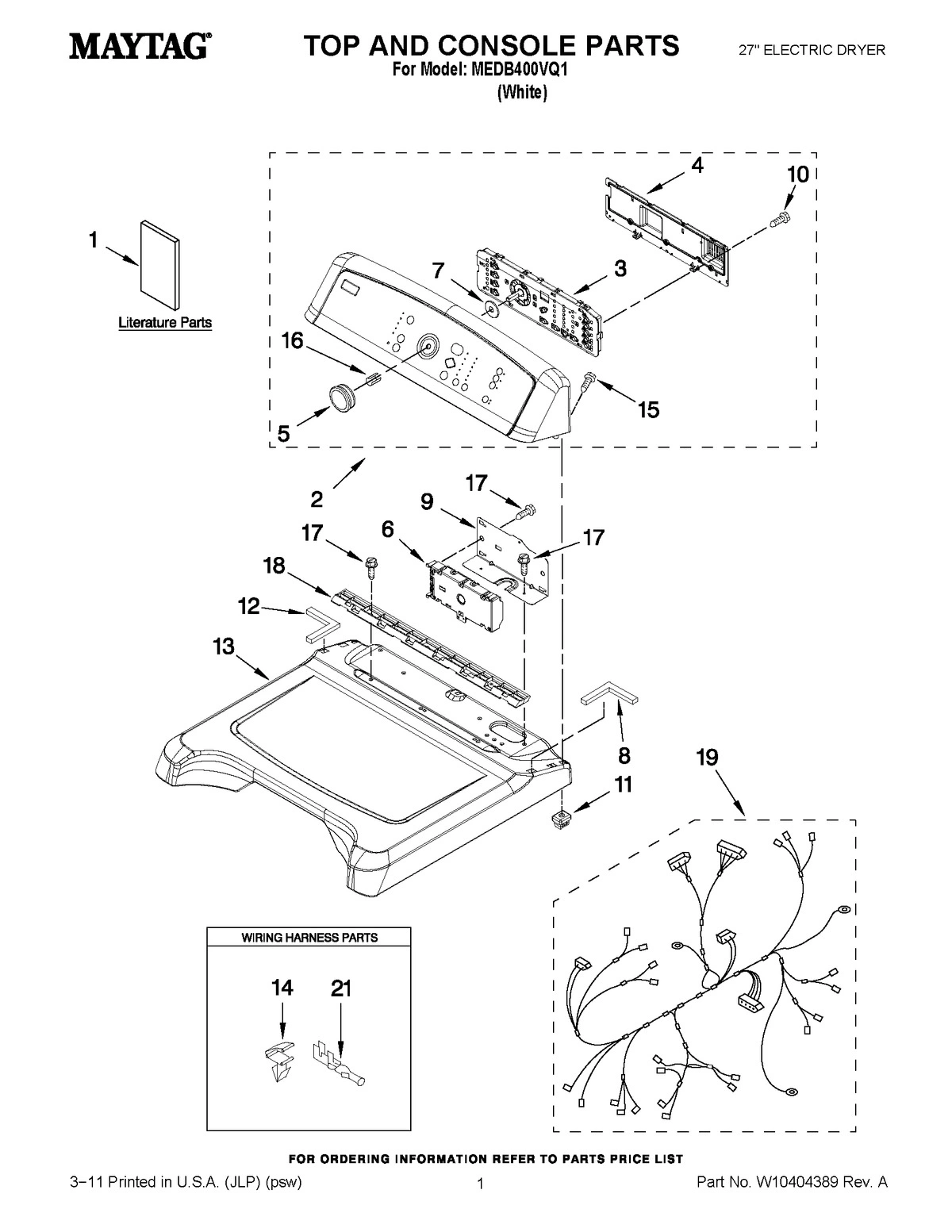 01 - TOP AND CONSOLE PARTS