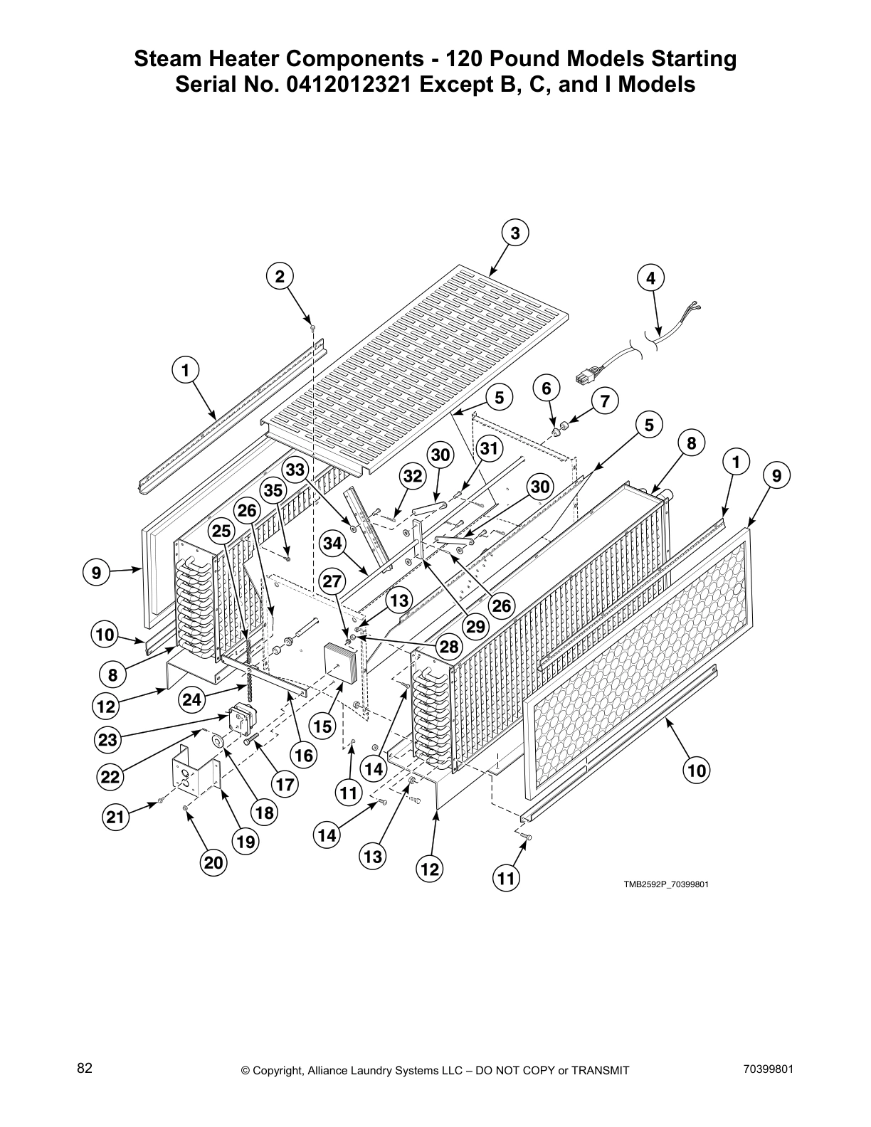 Steam Heater Components - 120 Pound Models Starting
Serial No. 0412012321 Except B, C, and I Models