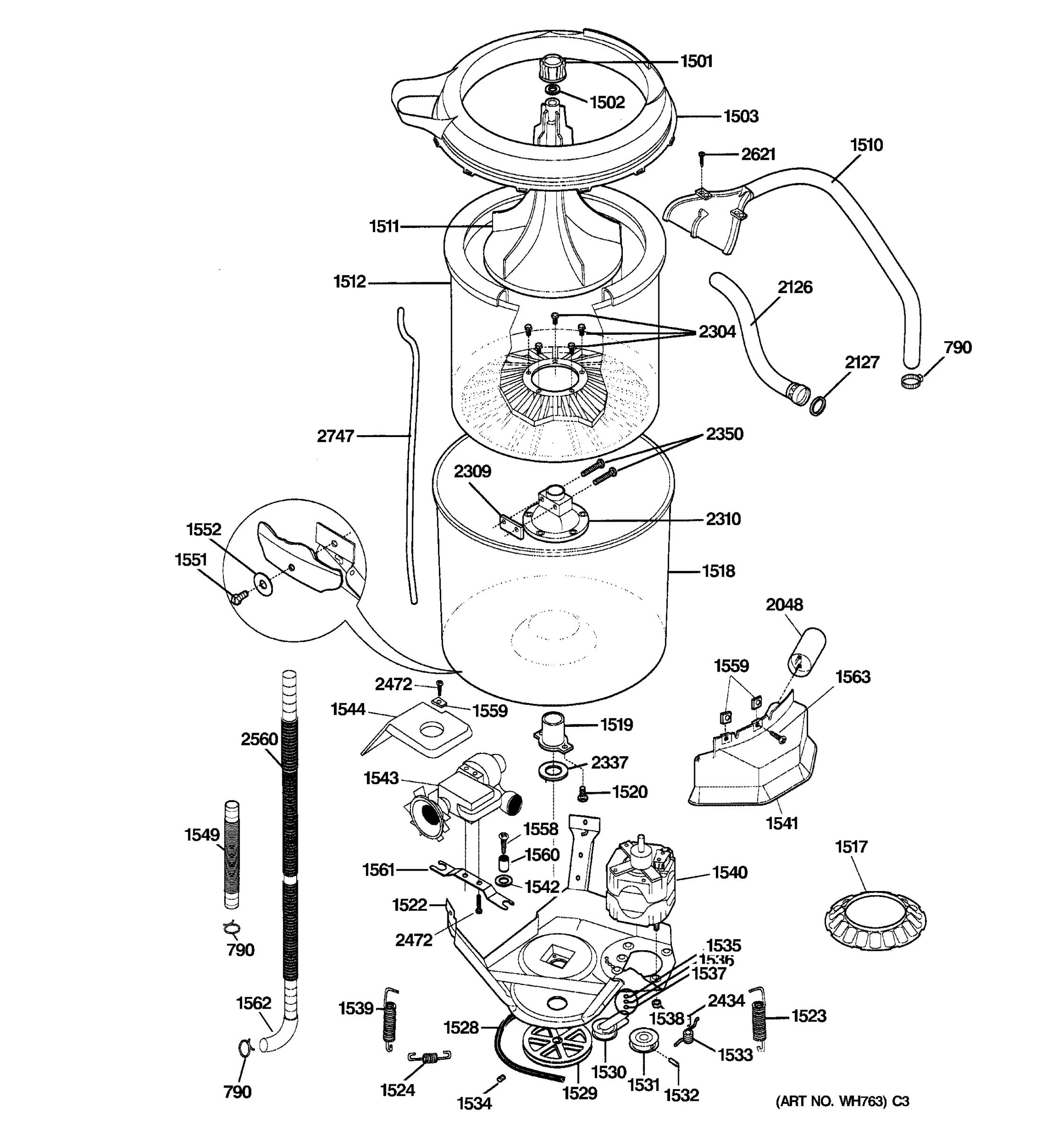WASHER-TUBS, HOSES & MOTOR