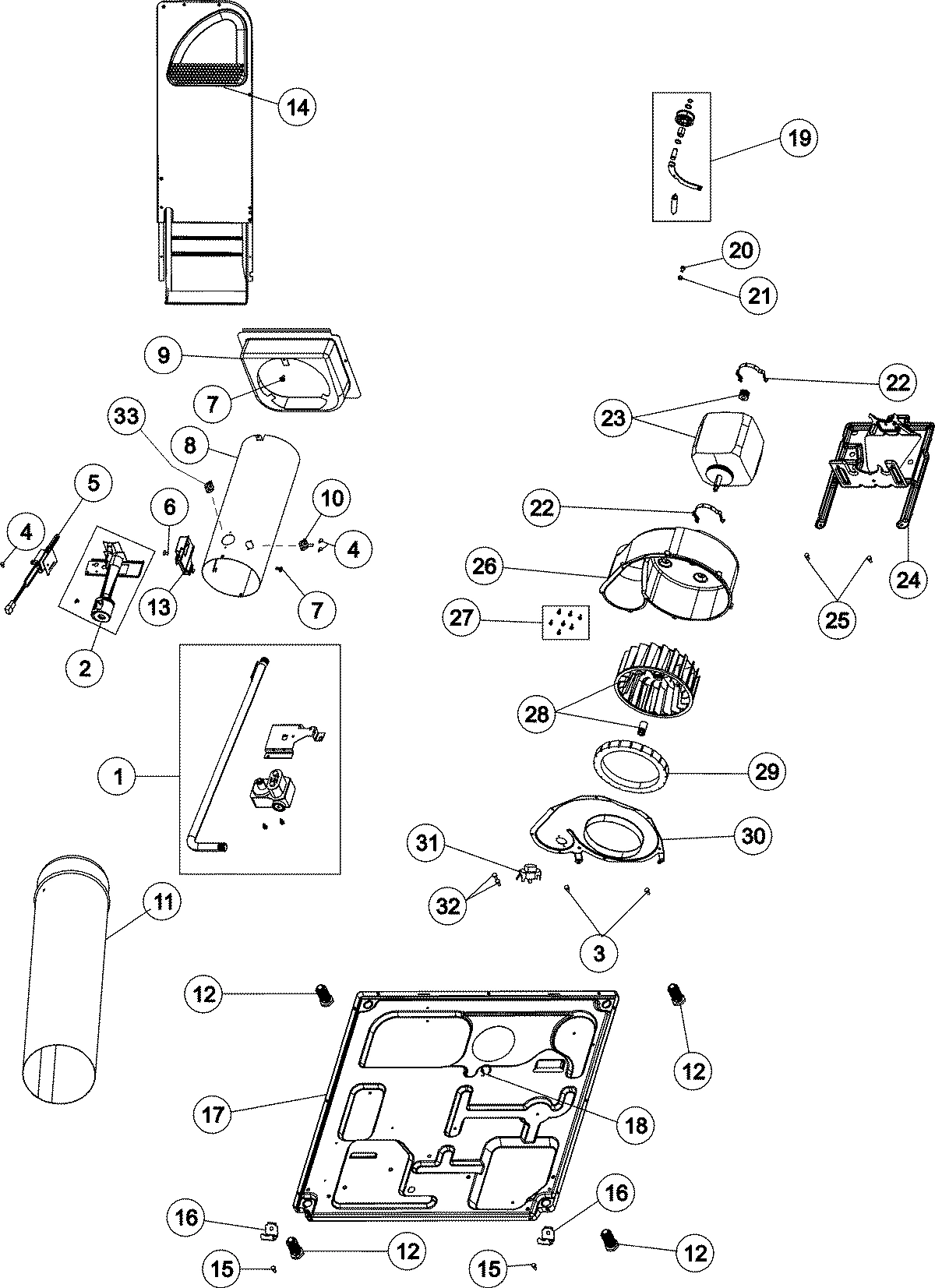 01 - BASE, MOTOR, HEATER (GAS)