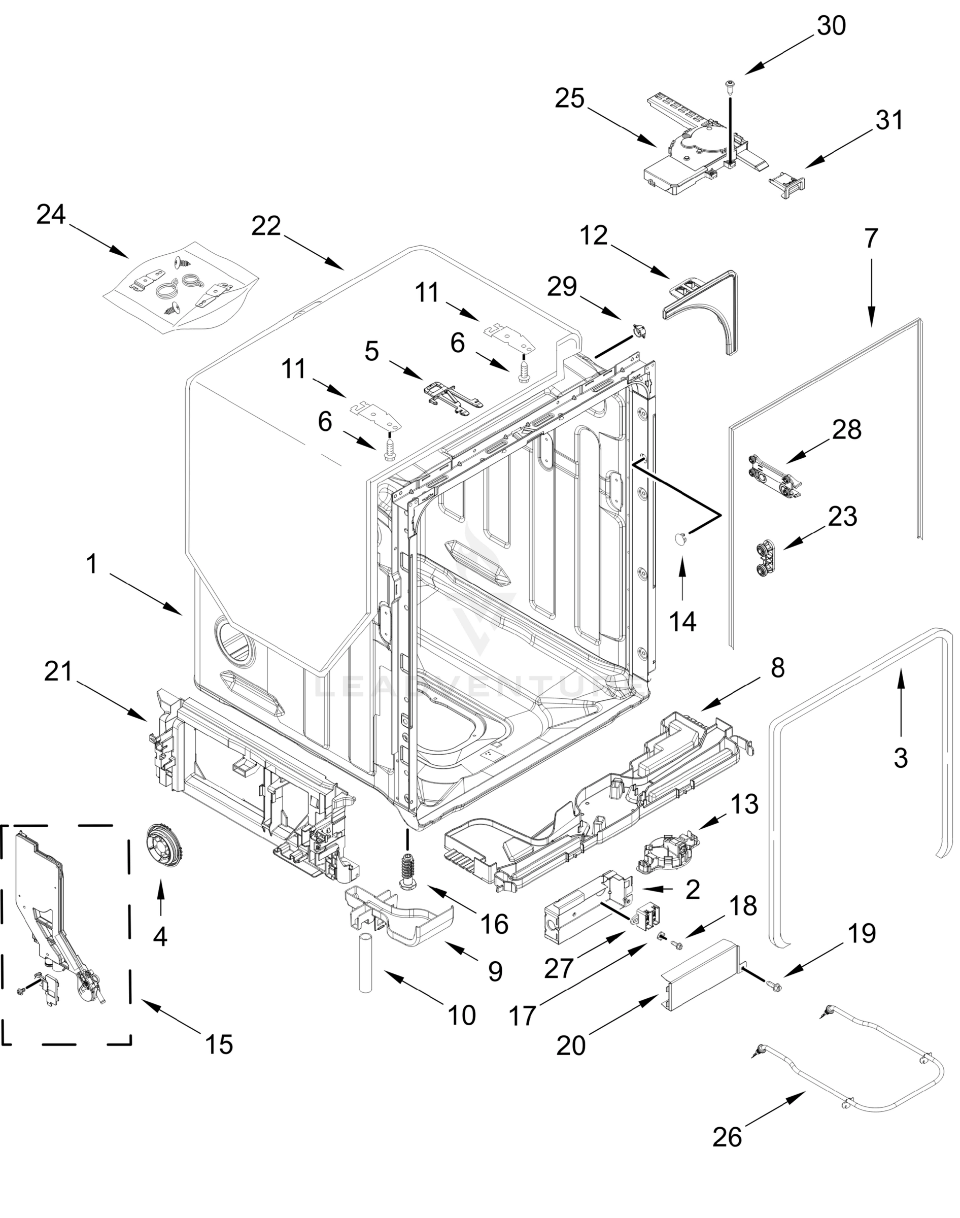 TUB AND FRAME PARTS