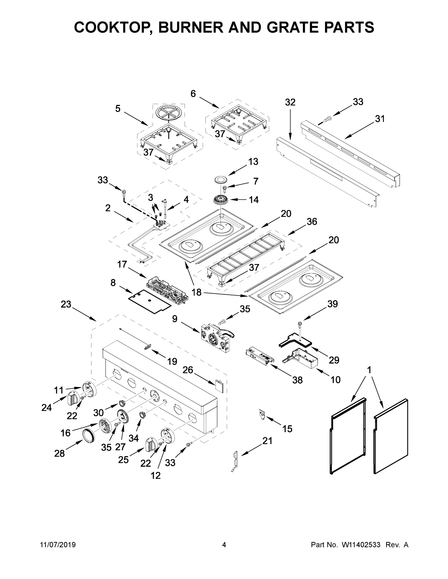 03 - COOKTOP, BURNER AND GRATE PARTS