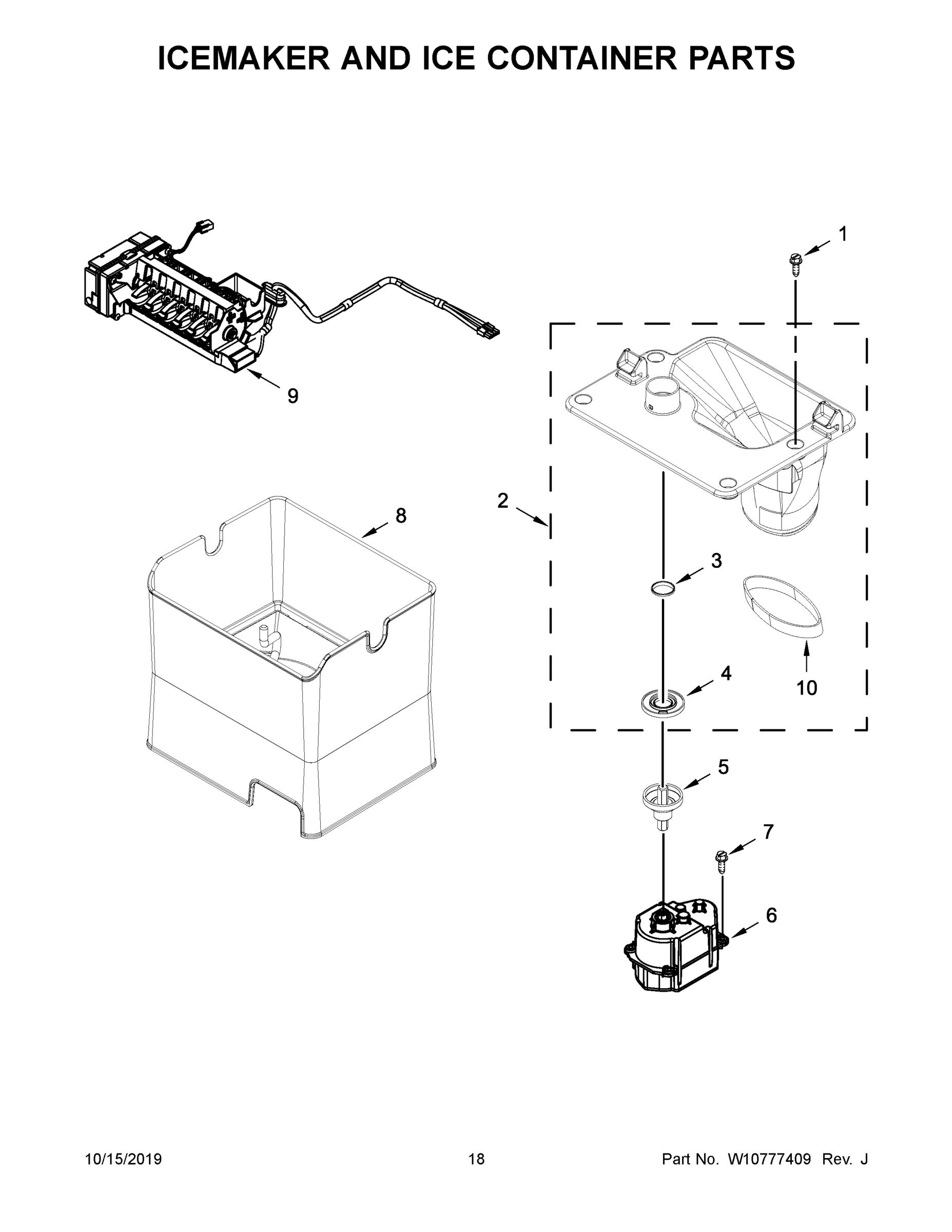 10 - ICEMAKER AND ICE CONTAINER PARTS