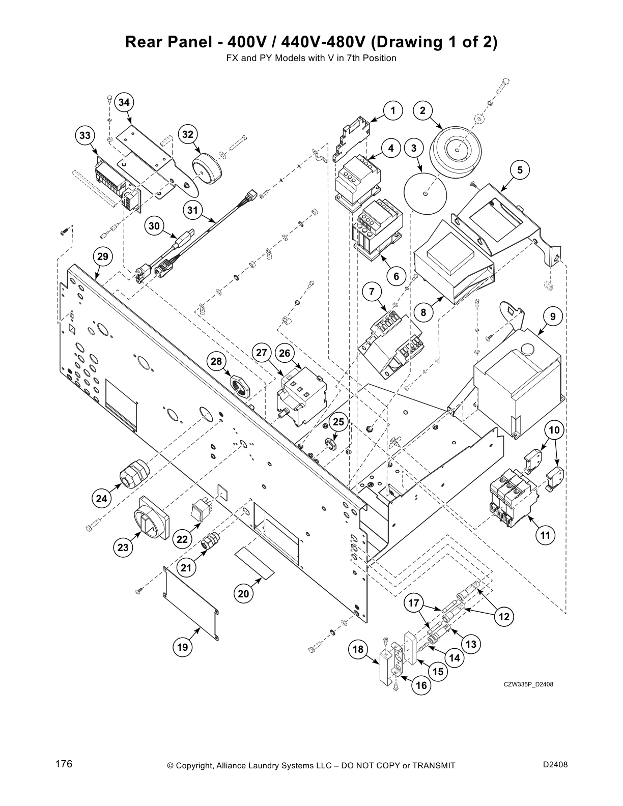 Rear Panel - 400V / 440V-480V (Drawing 1 of 2)