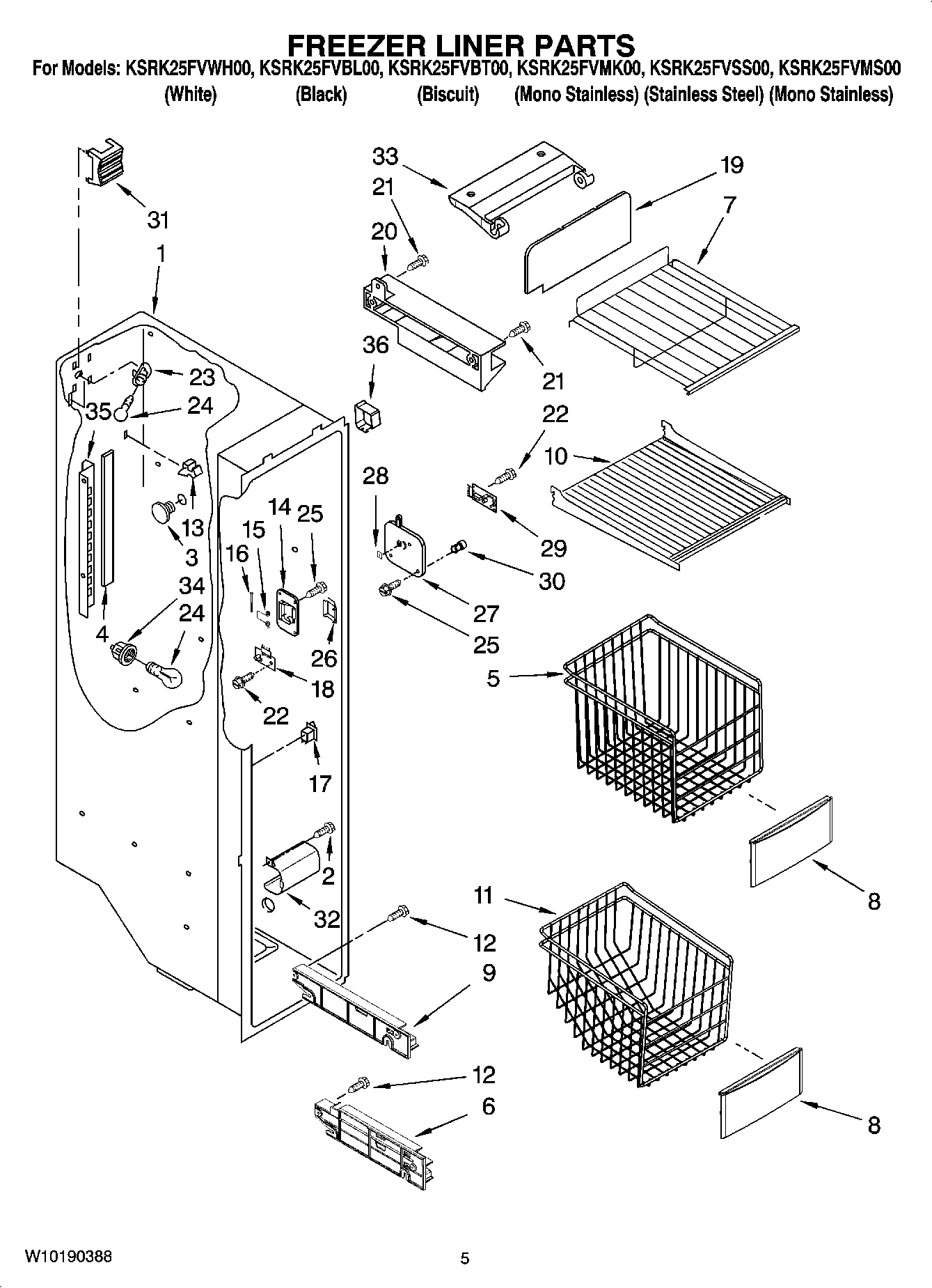 04 - FREEZER LINER PARTS