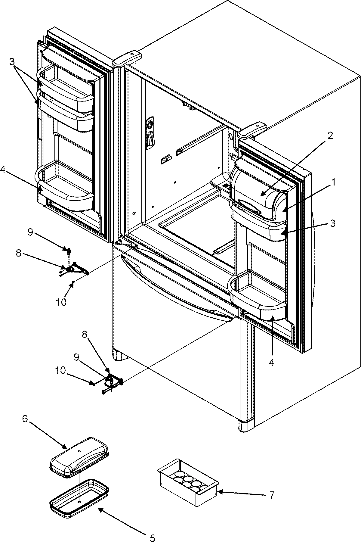 13 - REF DR STORAGE & CENTER HINGES