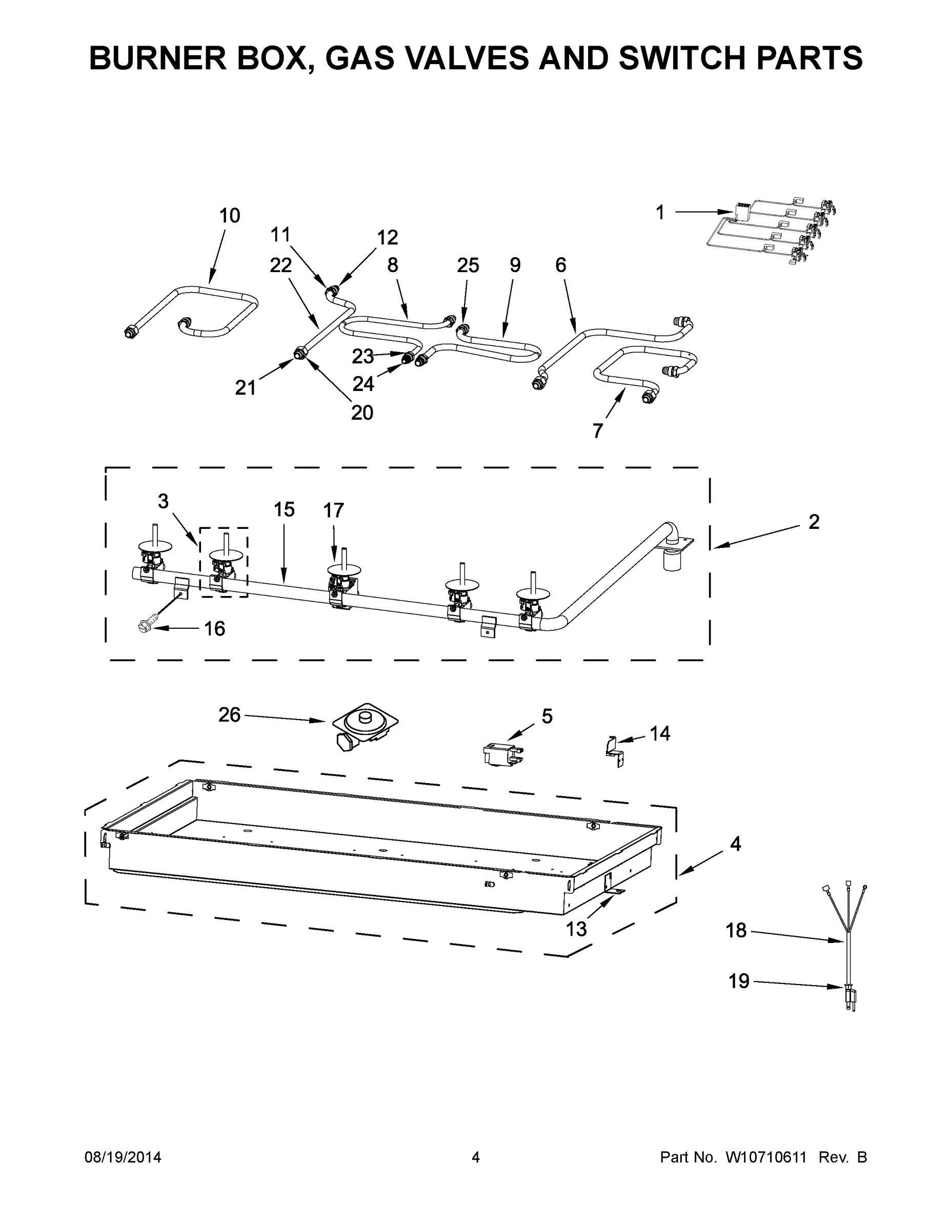 03 - BURNER BOX, GAS VALVES AND SWITCH PARTS