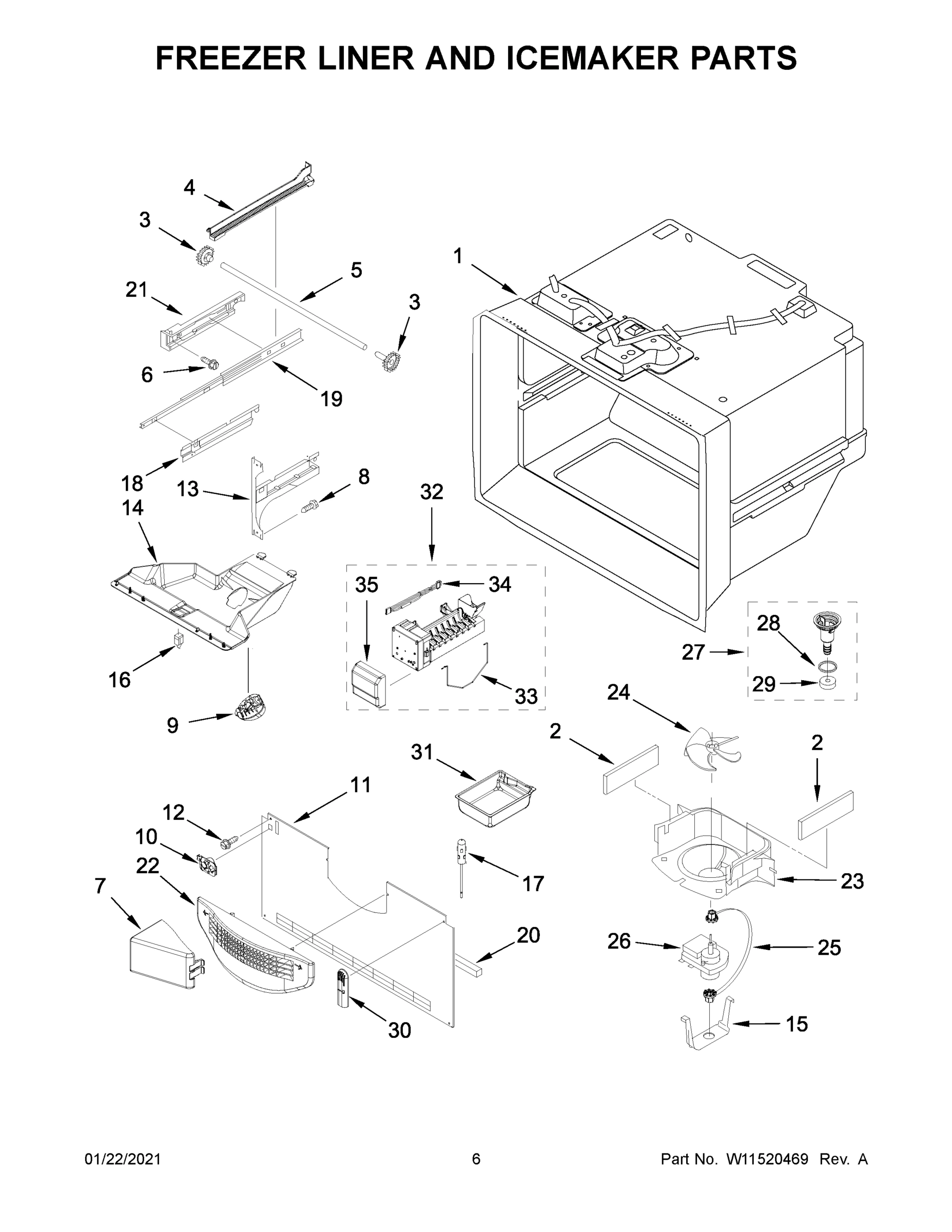 04 - FREEZER LINER AND ICEMAKER PARTS