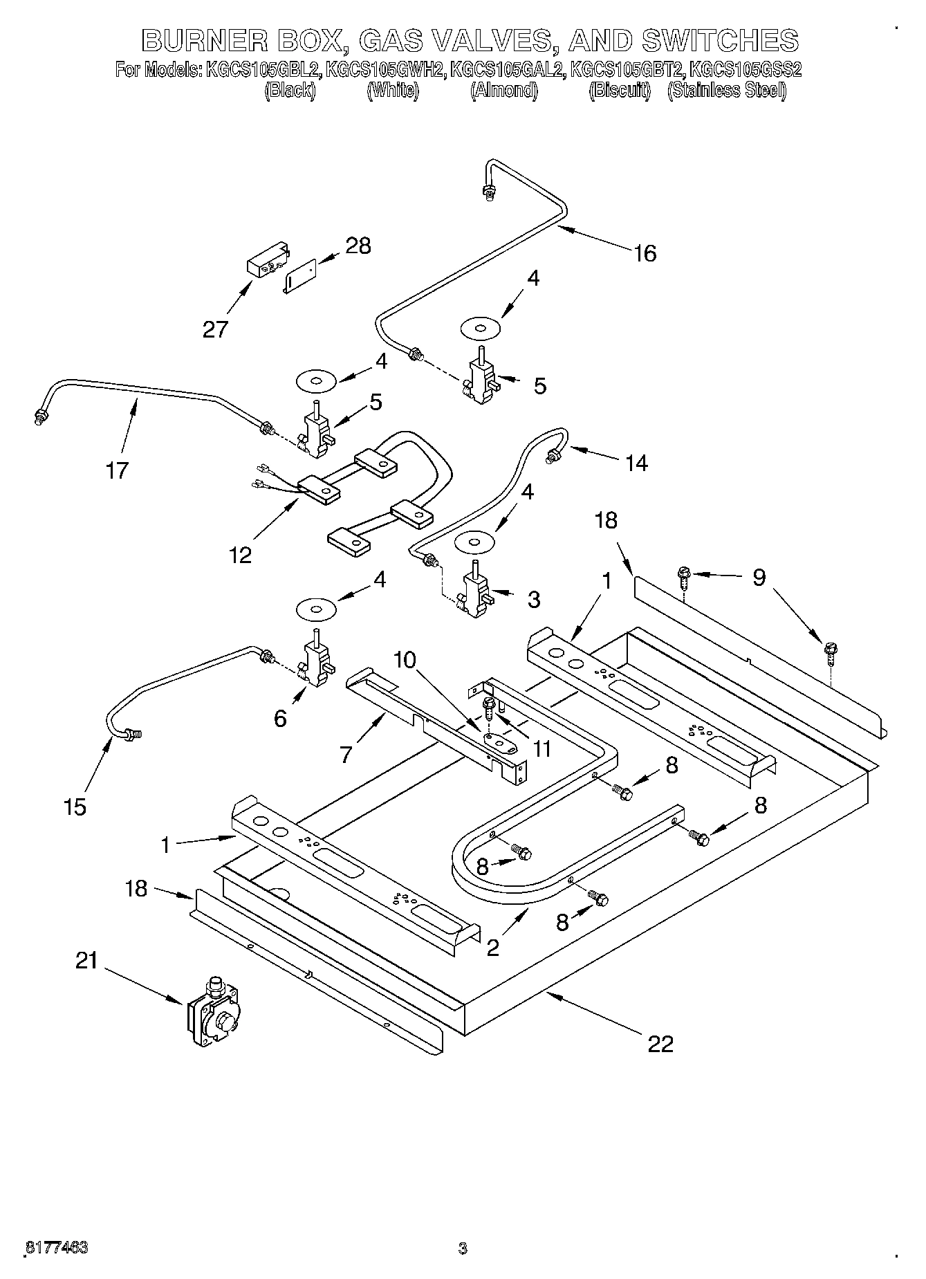 02 - BURNER BOX, GAS VALVES, AND SWITCHES