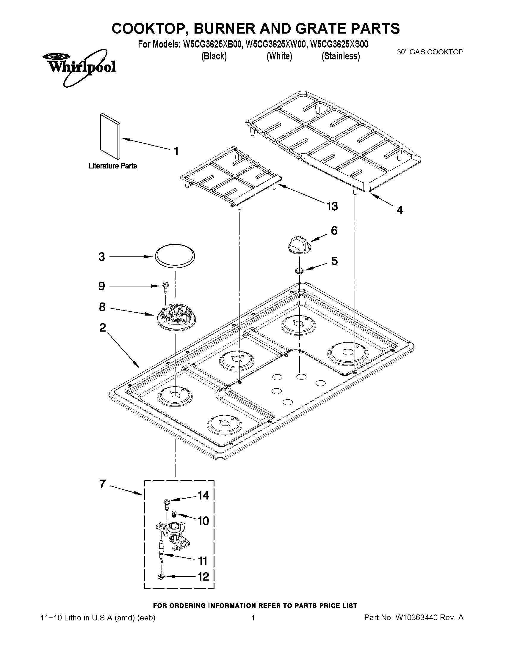 01 - COOKTOP, BURNER AND GRATE PARTS
