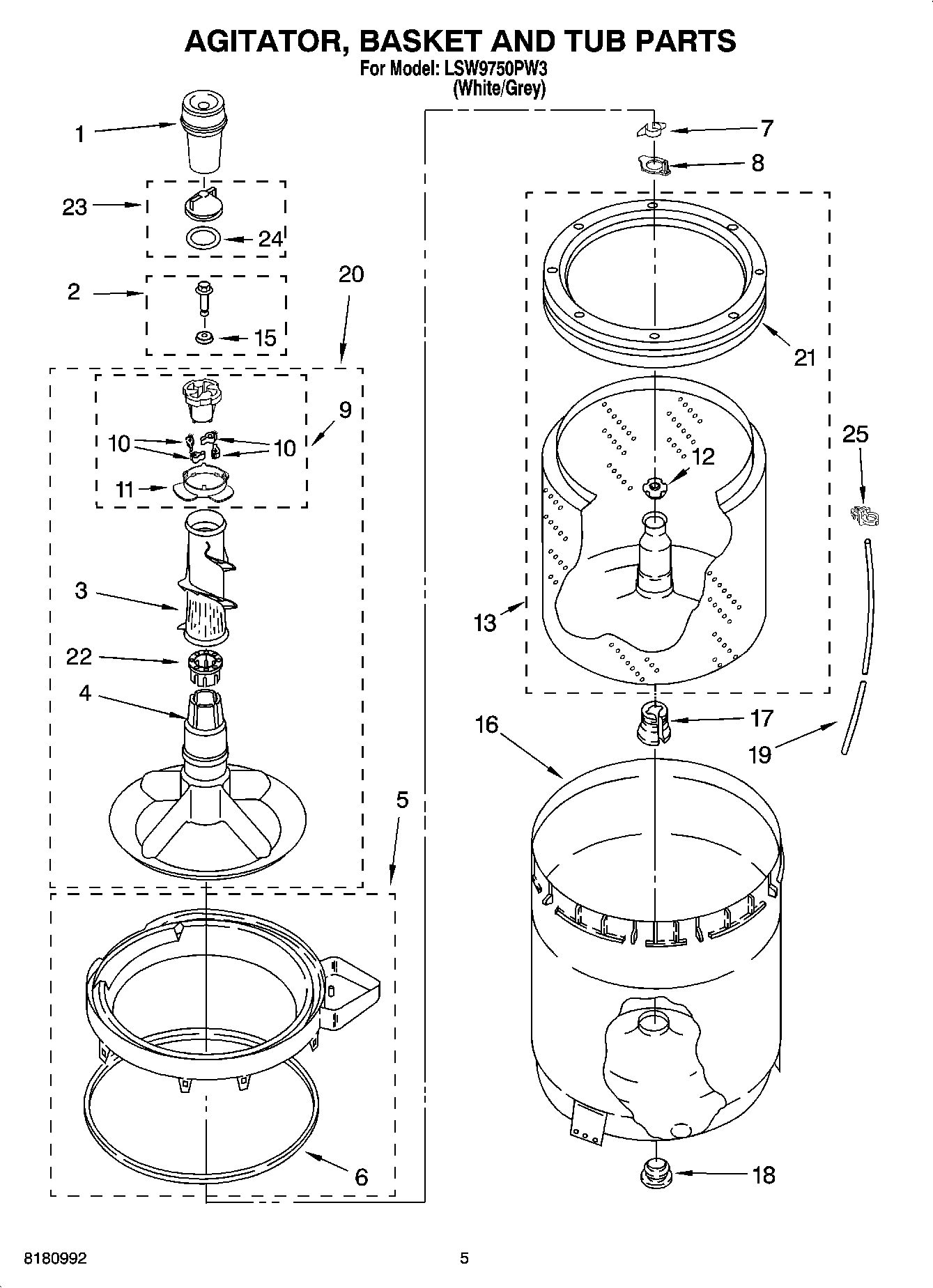 03 - AGITATOR, BASKET AND TUB PARTS