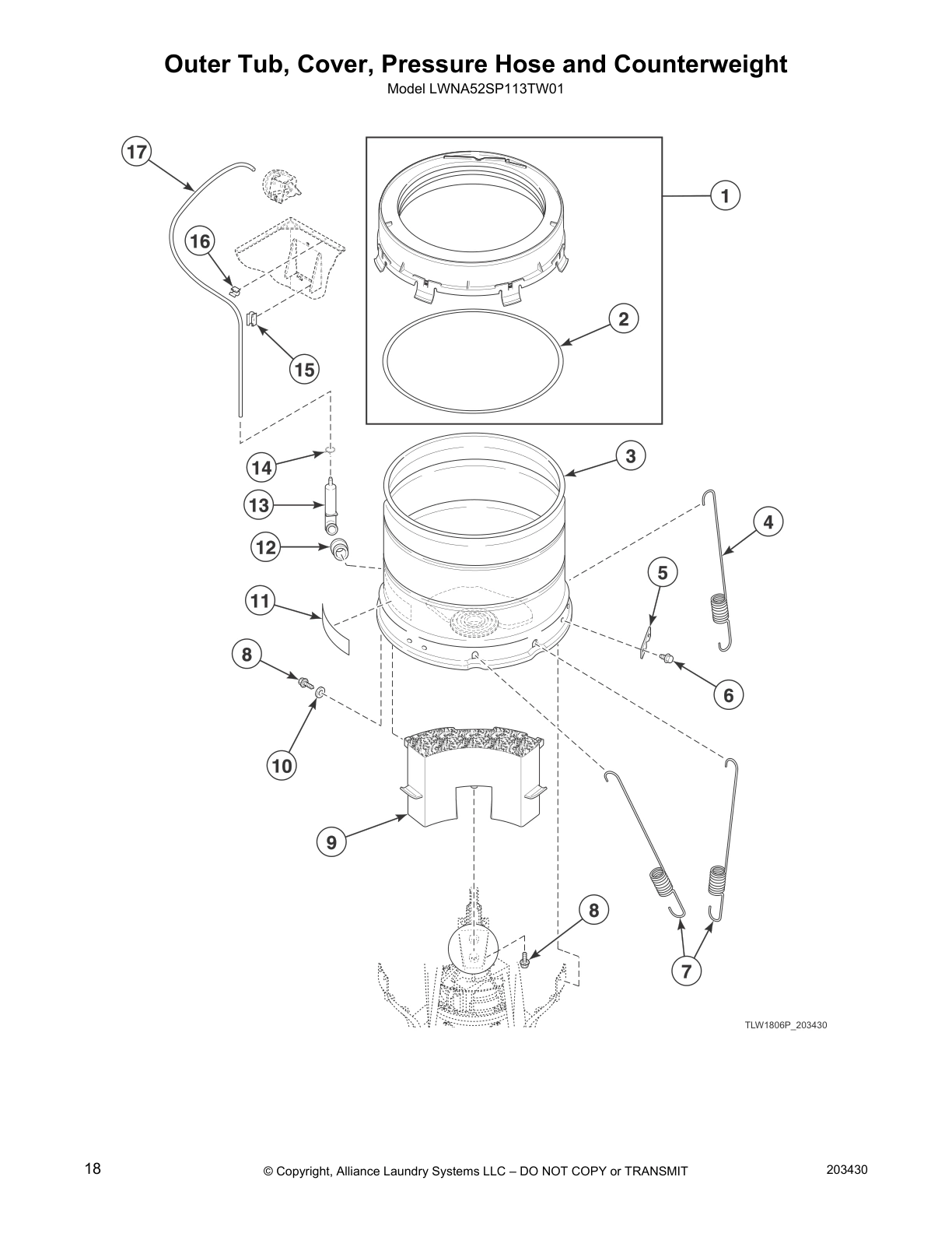 Outer Tub, Cover, Pressure Hose and Counterweight