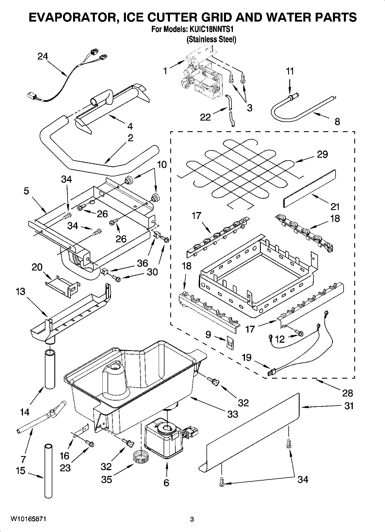 02 - EVAPORATOR, ICE CUTTER GRID AND WATER PARTS