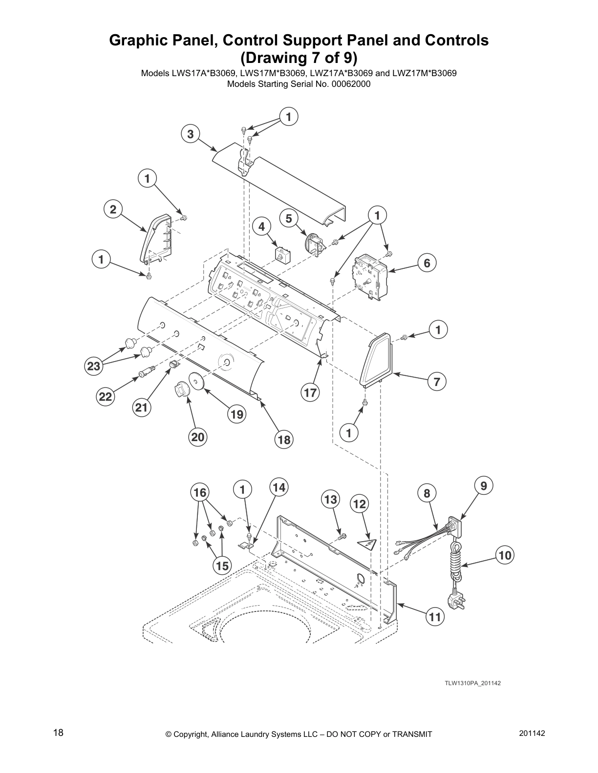Graphic Panel, Control Support Panel and Controls
(Drawing 7 of 9)