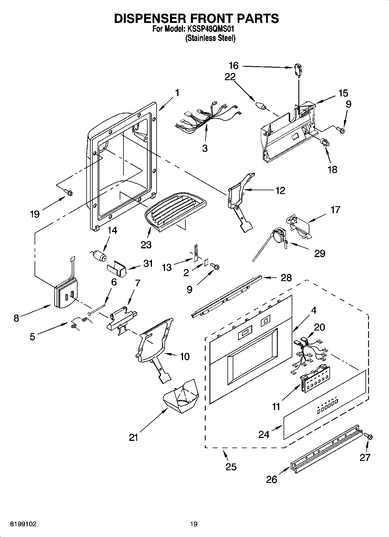 12 - DISPENSER AND FRONT PARTS