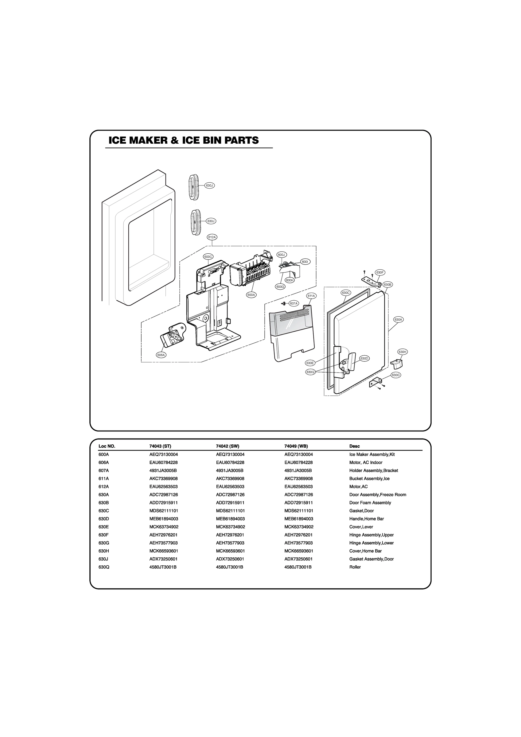 ICE MAKER & ICE BIN PARTS