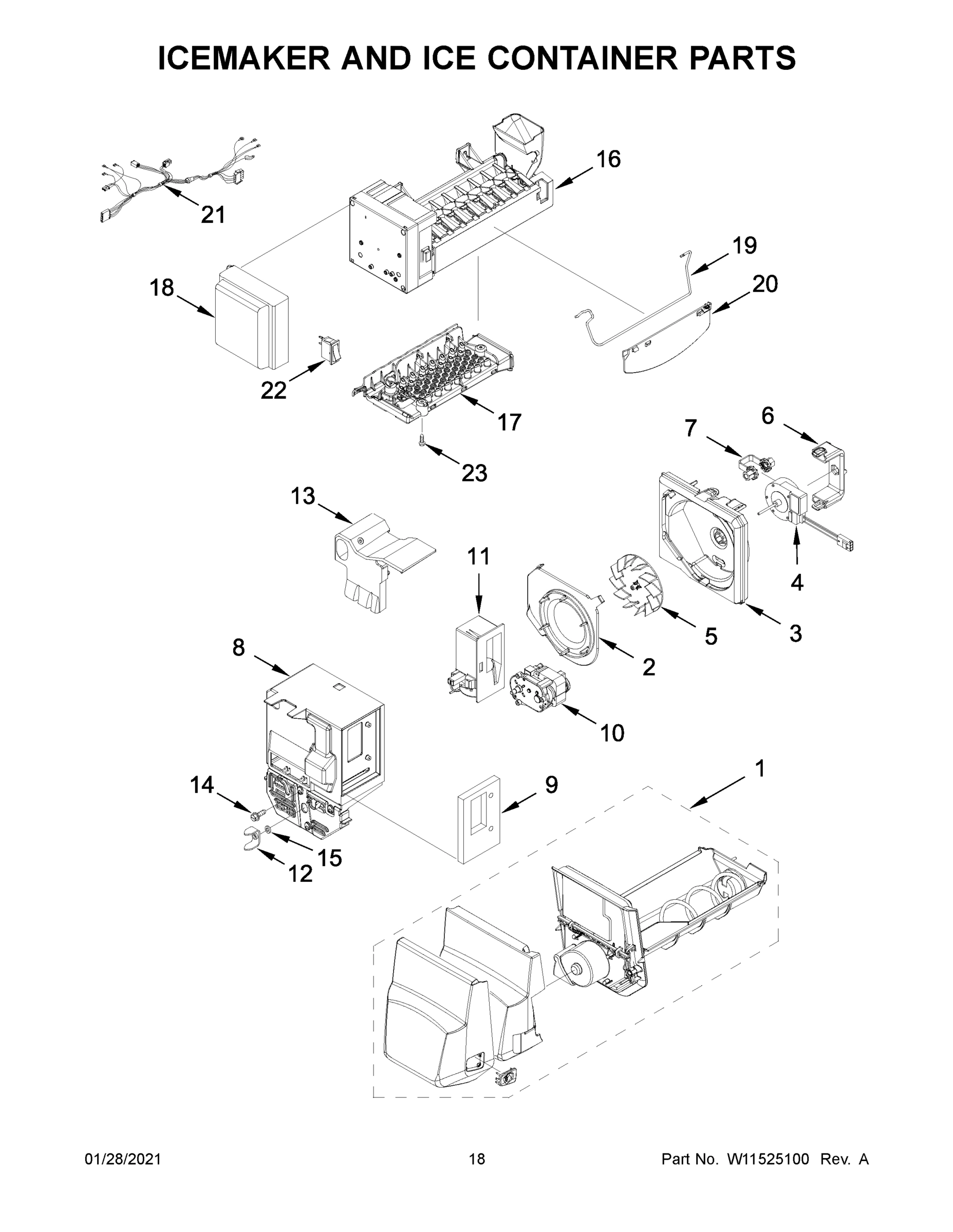 10 - ICEMAKER AND ICE CONTAINER PARTS